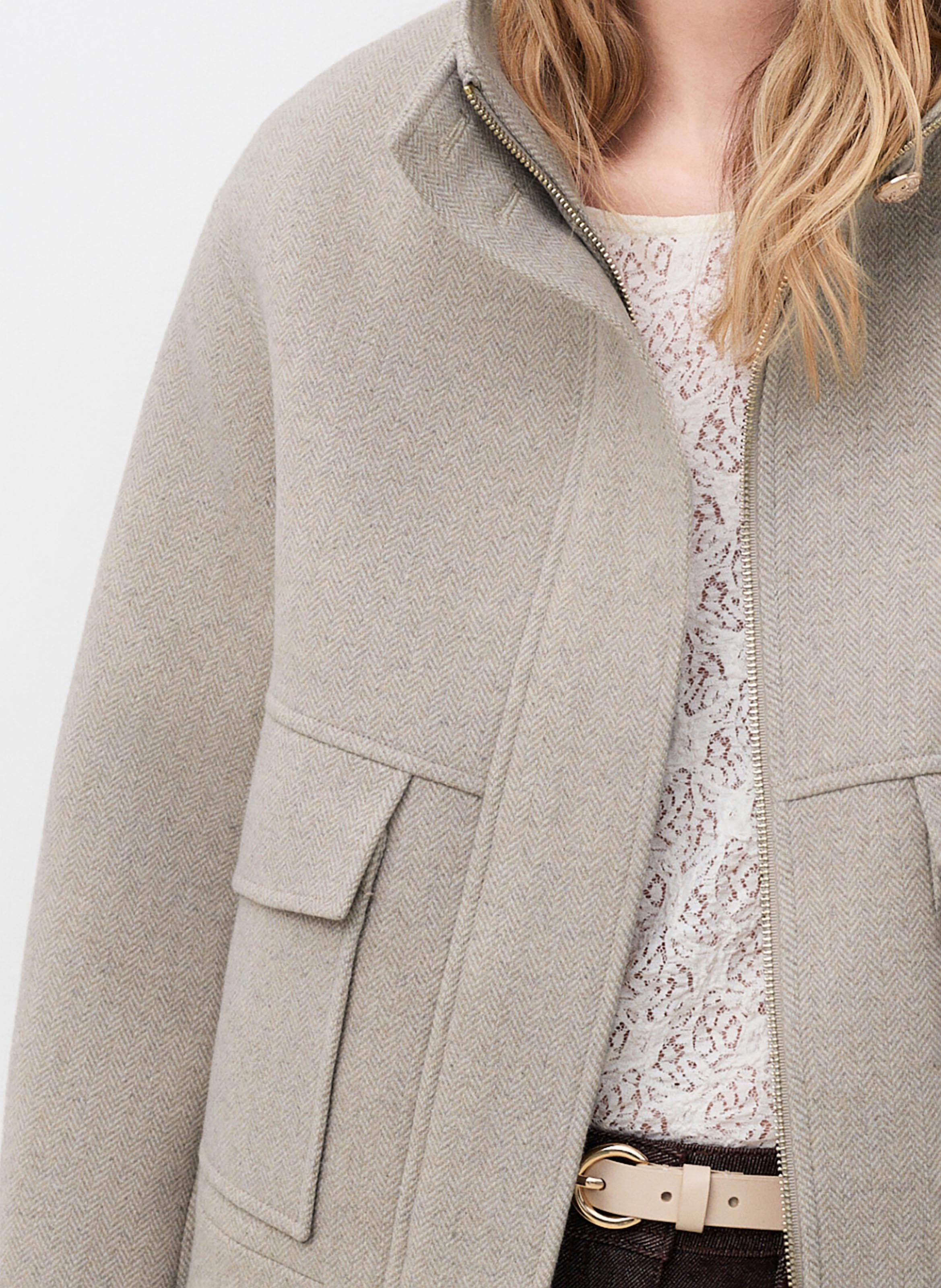 Straight high-neck coat CAROLL Brown