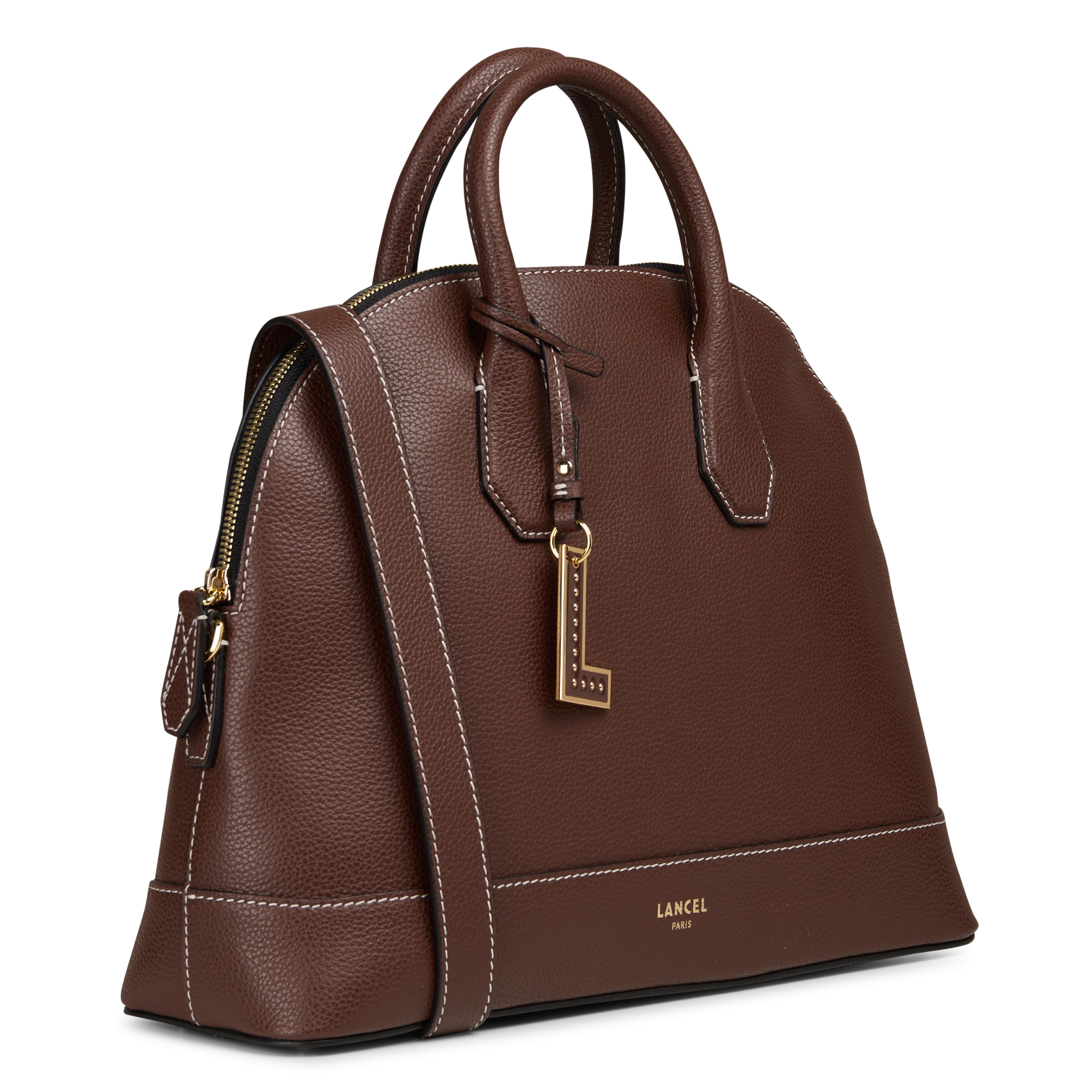 Plain shoulder bag in grained leather | Brown LANCEL Women