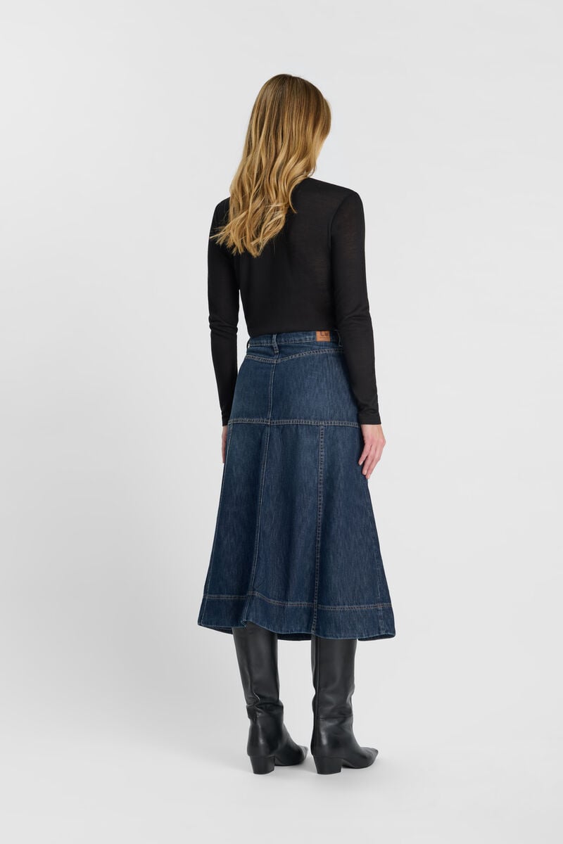 Flared, skater denim skirt LE TEMPS DES CERISES Blue