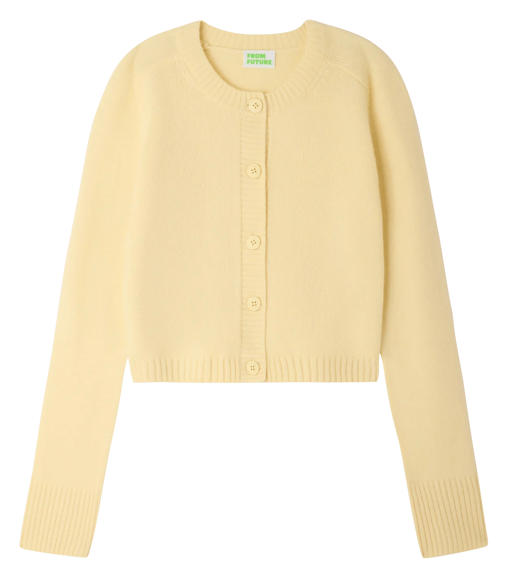 Gilet col rond boutonné en cachemire FROM FUTURE Jaune