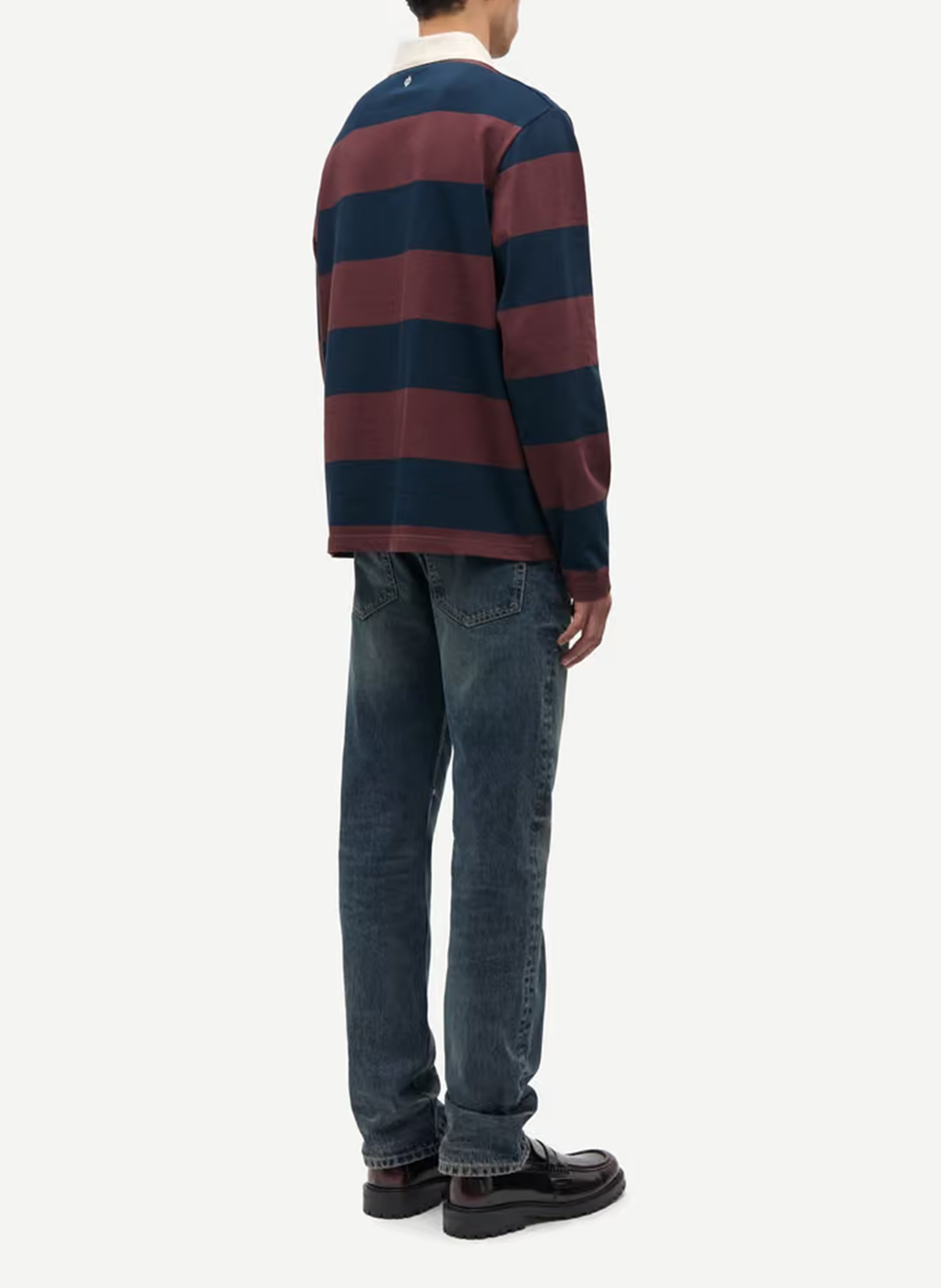 Straight striped organic cotton polo SAMSOE SAMSOE Brown
