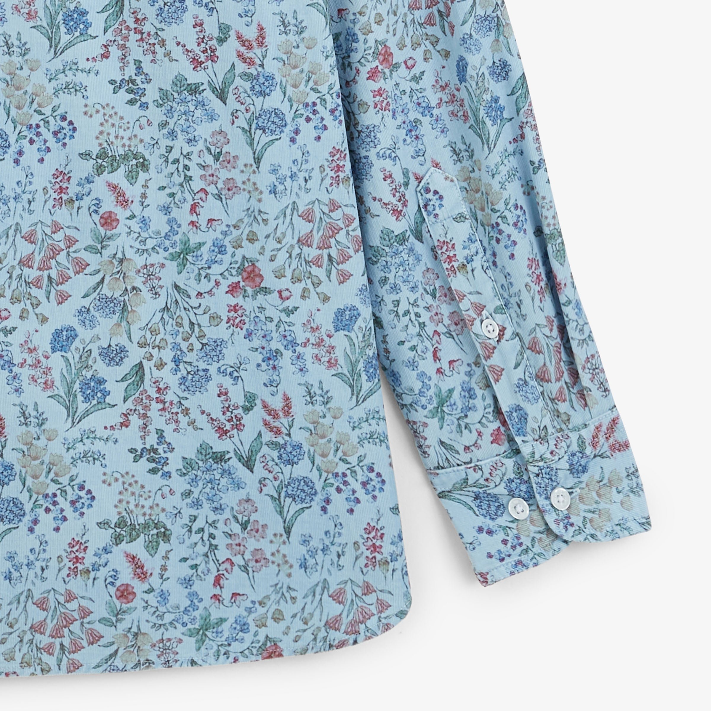 Long-sleeved floral print corduroy shirt SERGE BLANCO Blue