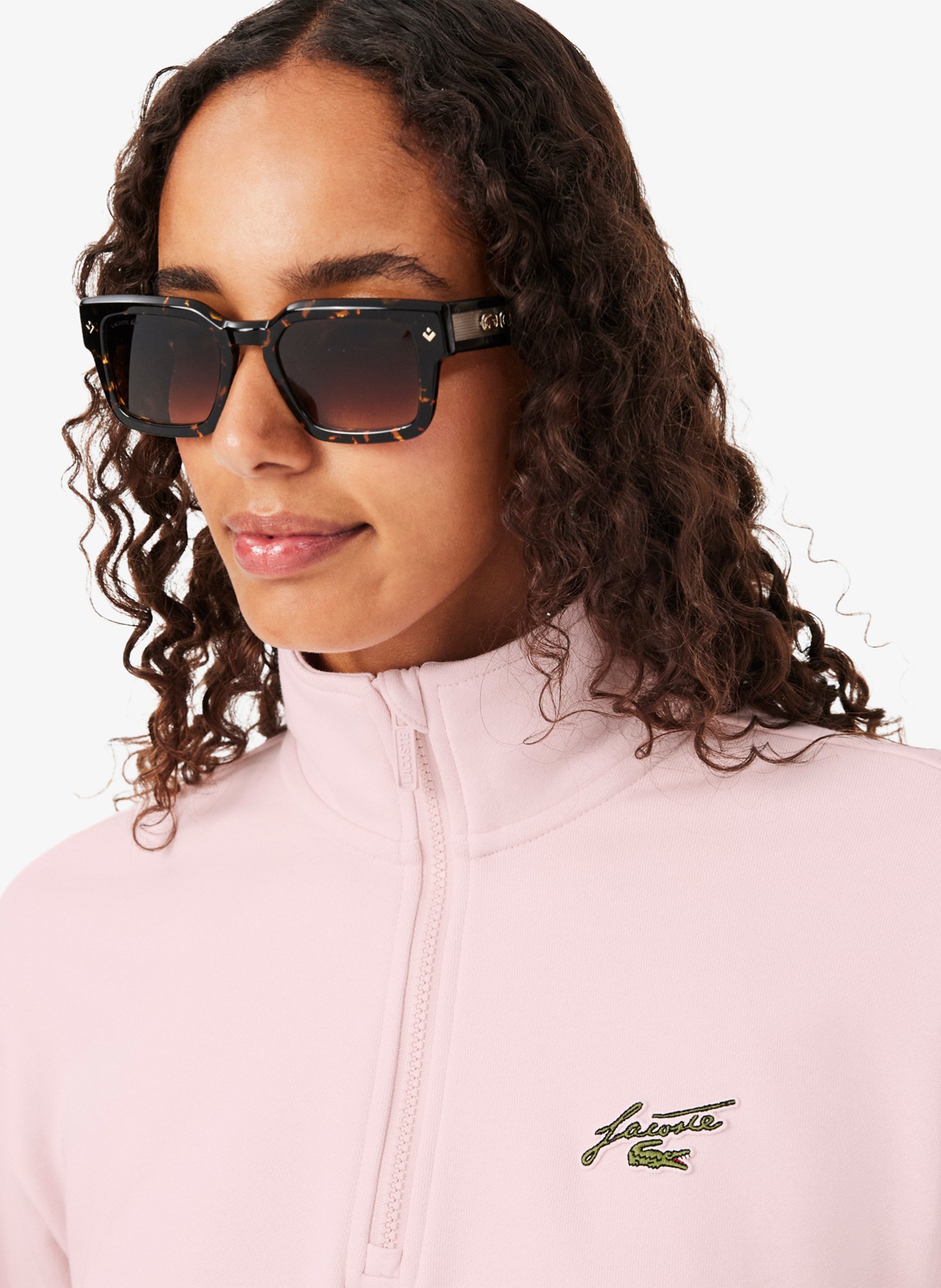 Straight high-neck zipped sweatshirt LACOSTE Pink