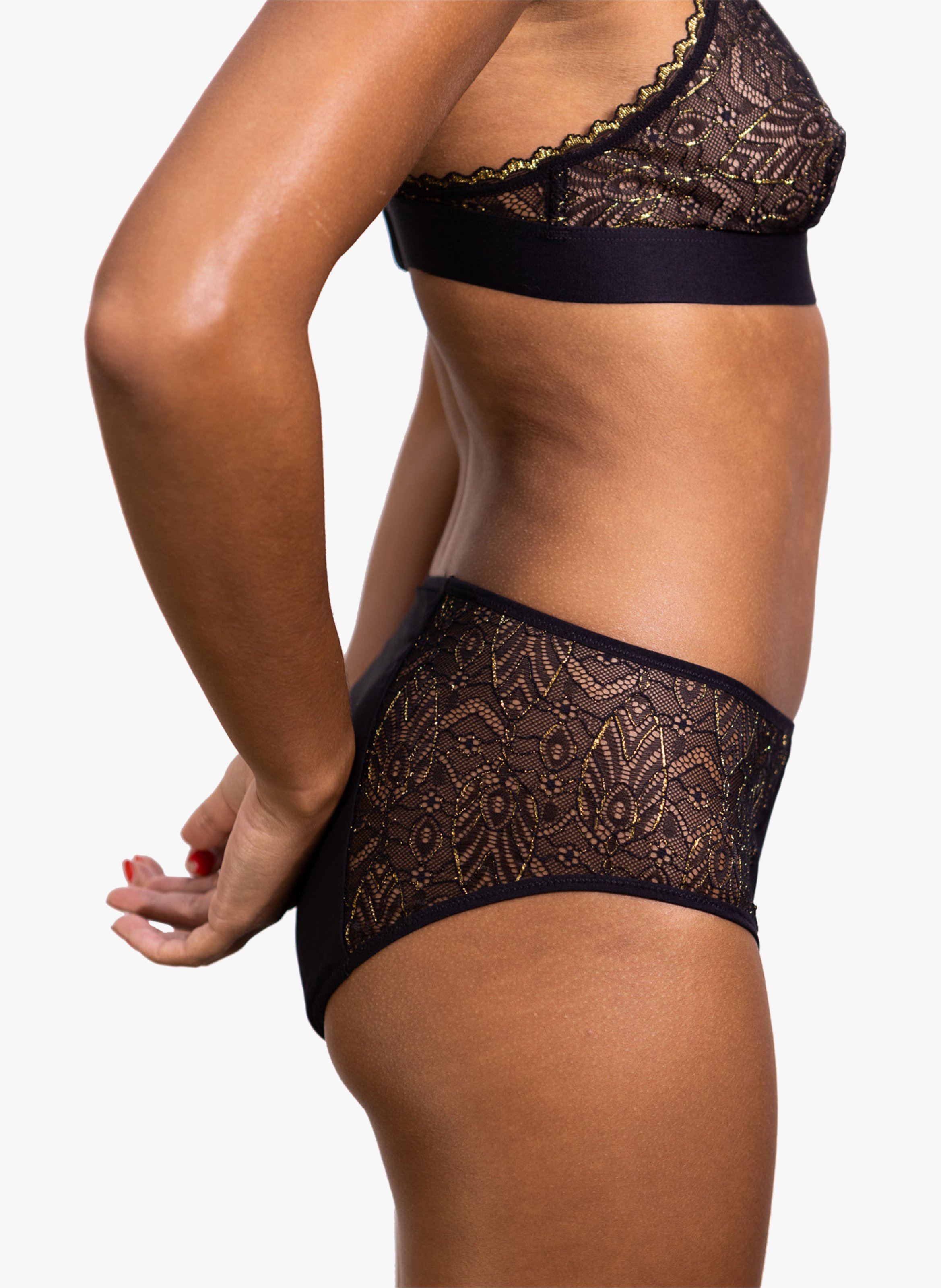 Culotte menstruelle flux abondant en dentelles REJEANNE Doré