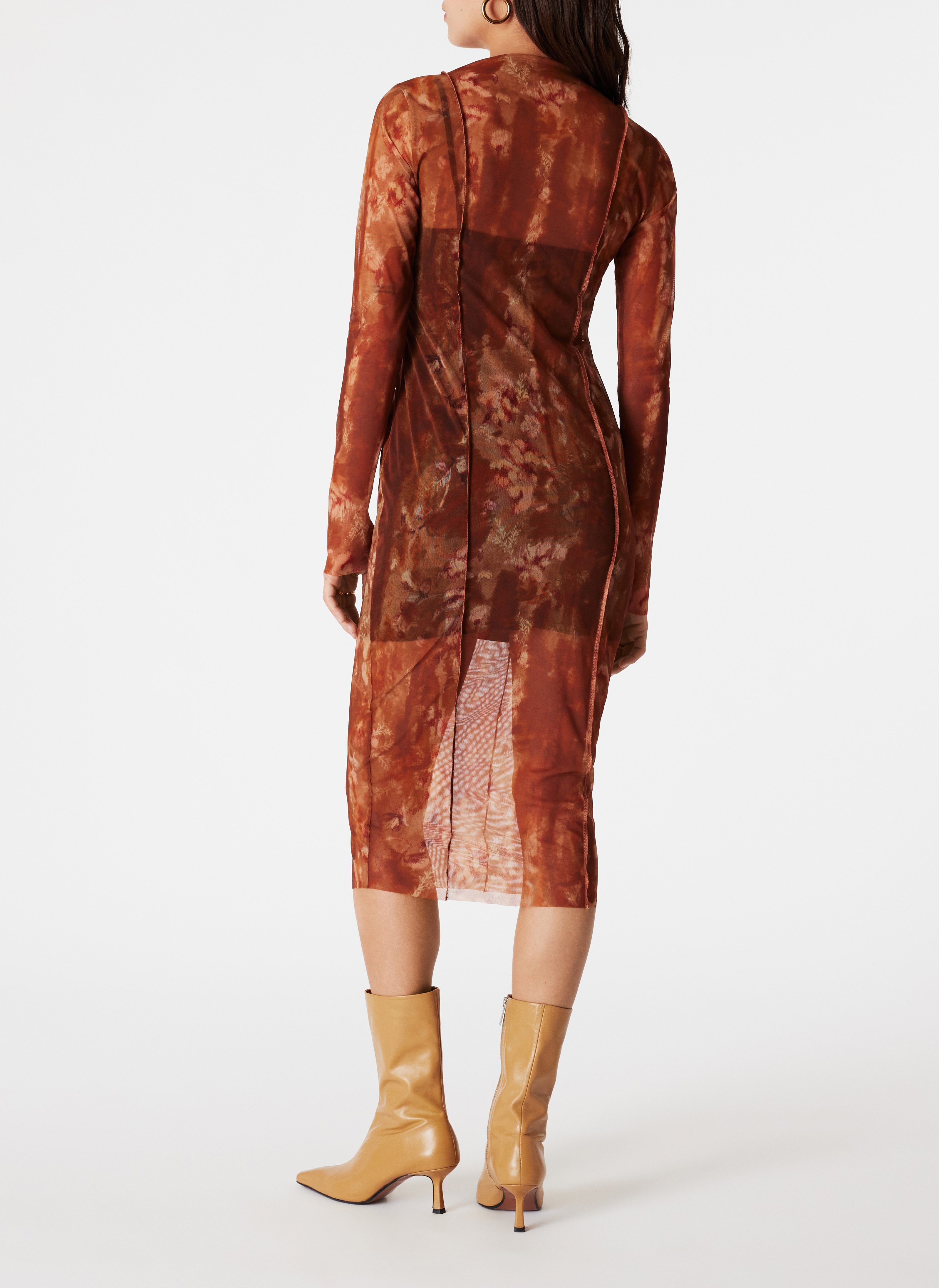 Figurbetontes Kleid aus Tüll ICONE Braun