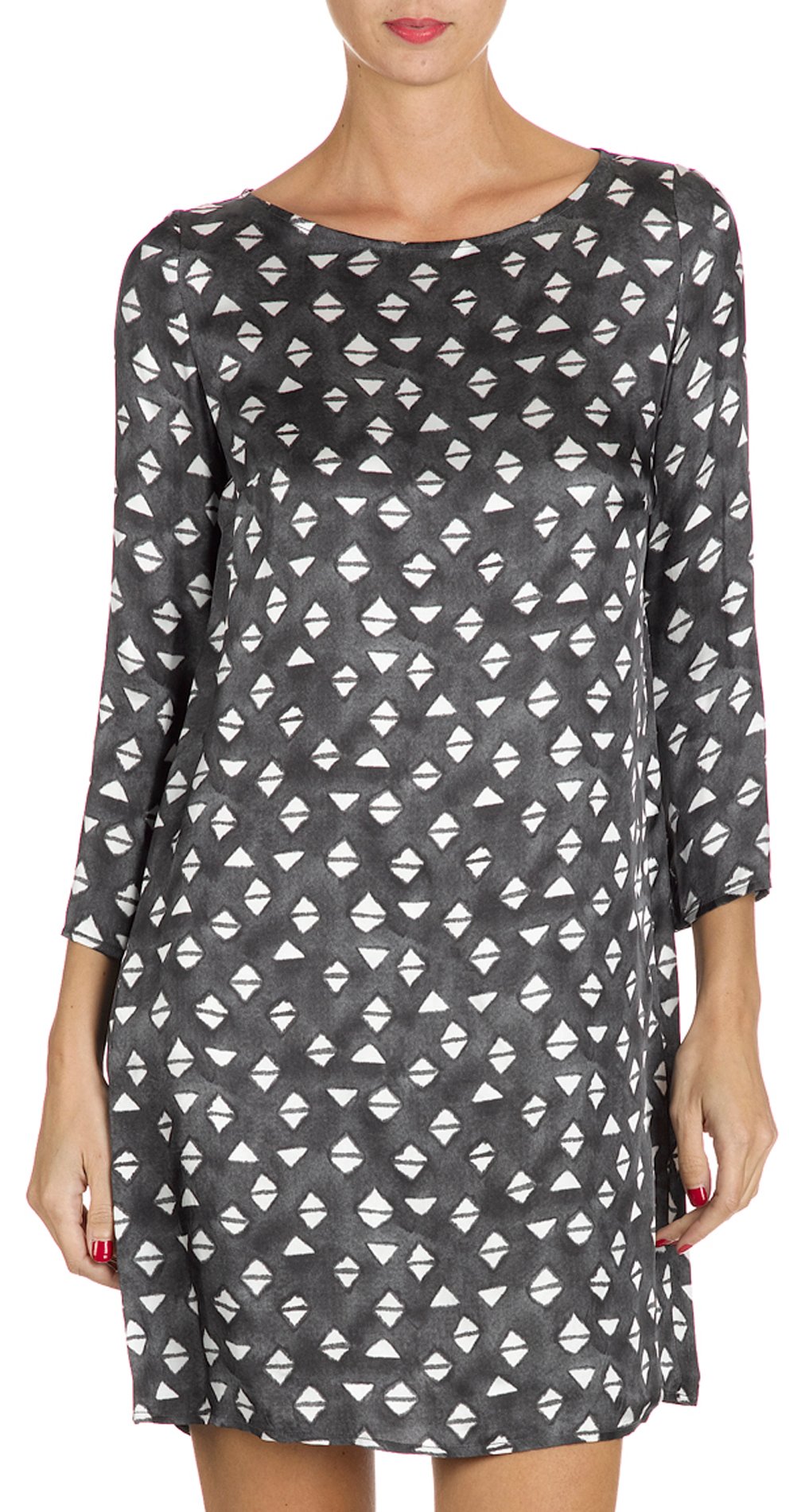 Printed straight dress ATTIC AND BARN Black