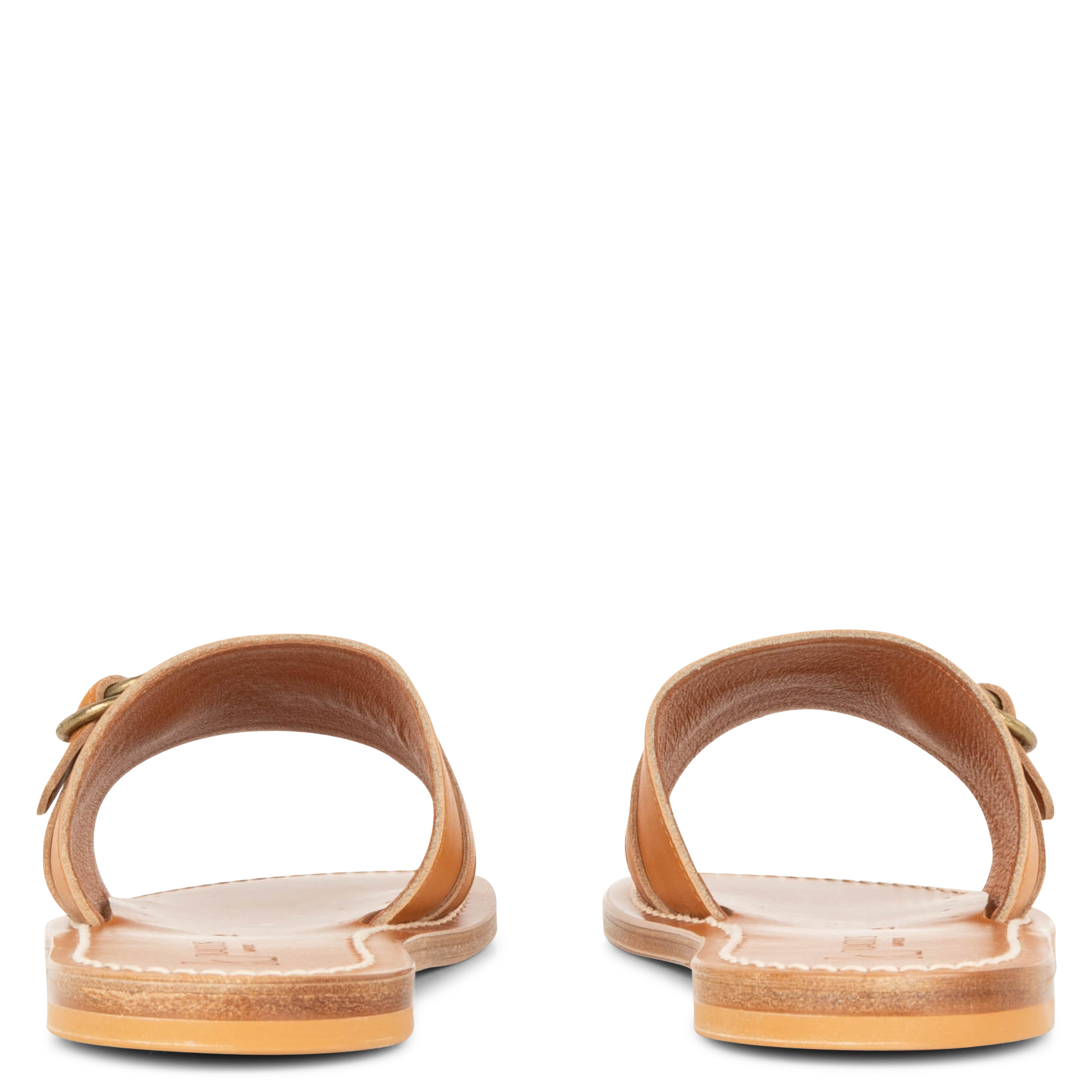 Flat strappy open leather sandals K JACQUES Golden