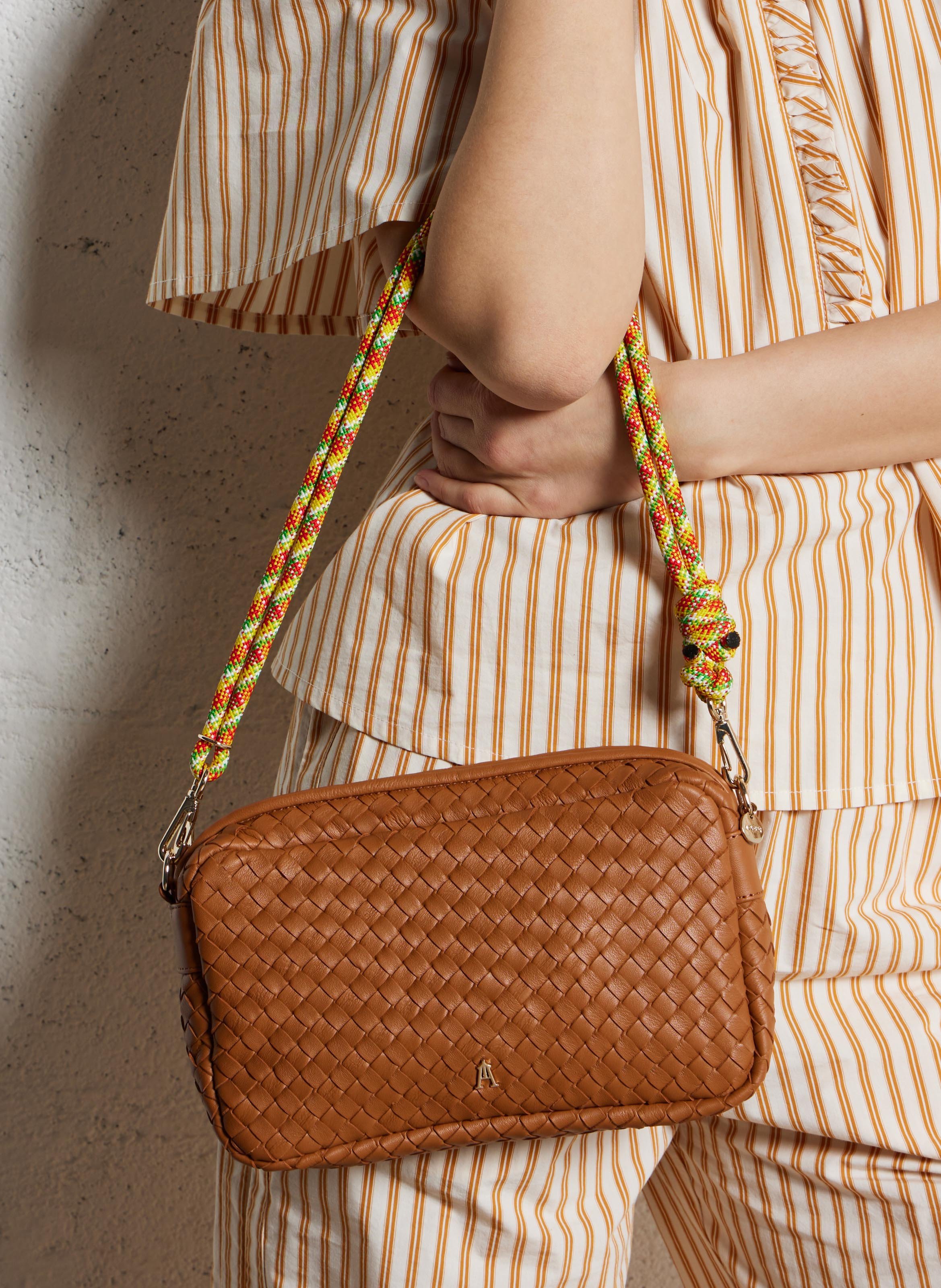 Sac bandoulière en cuir tressé CRAIE STUDIO Marron