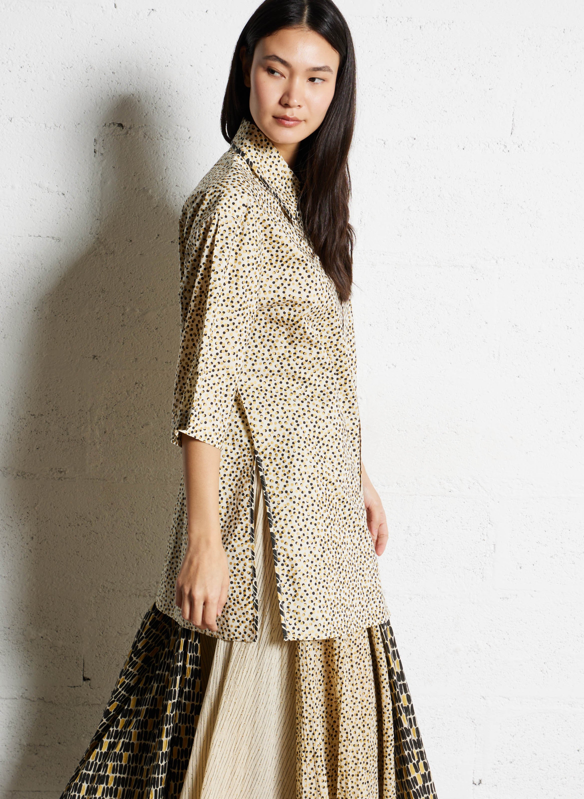 Classic-collar printed cotton shirt MES DEMOISELLES Multicolored