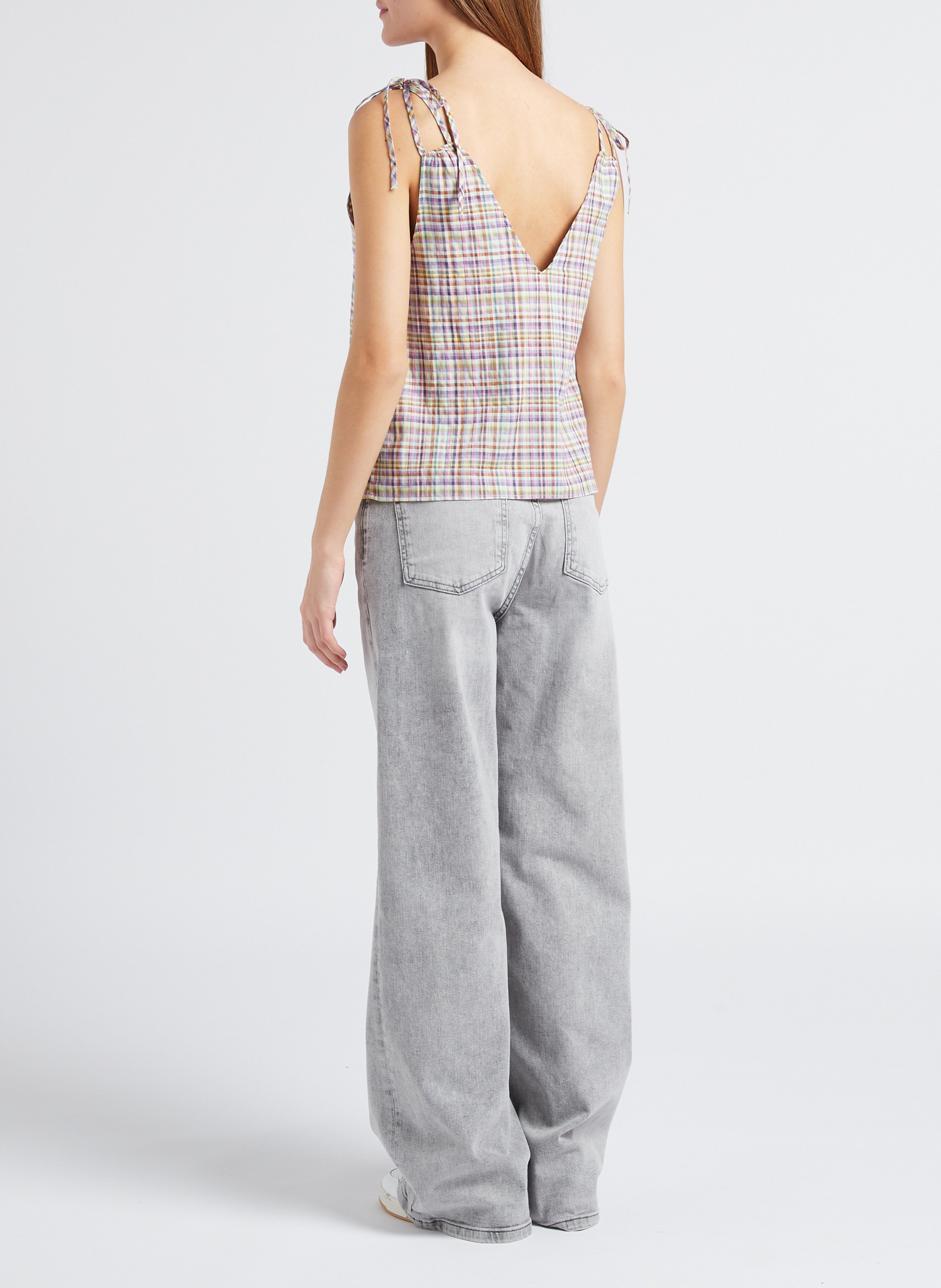 Jean ample taille haute en coton mélangé BY BAR Gris