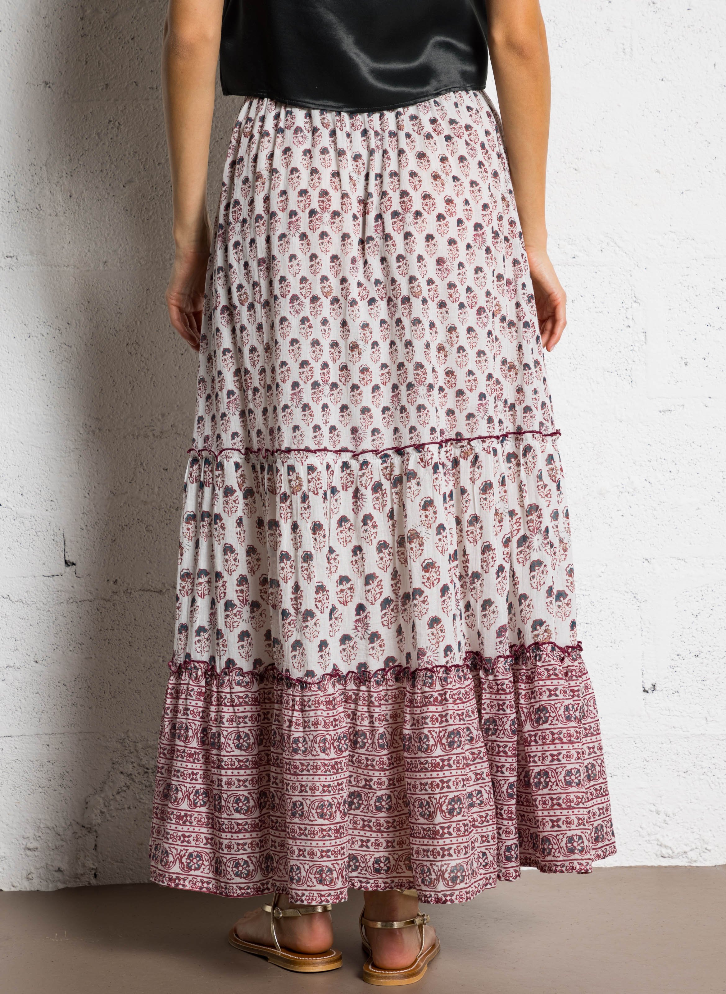 Jupe longue imprimée M.A.B.E Bleu