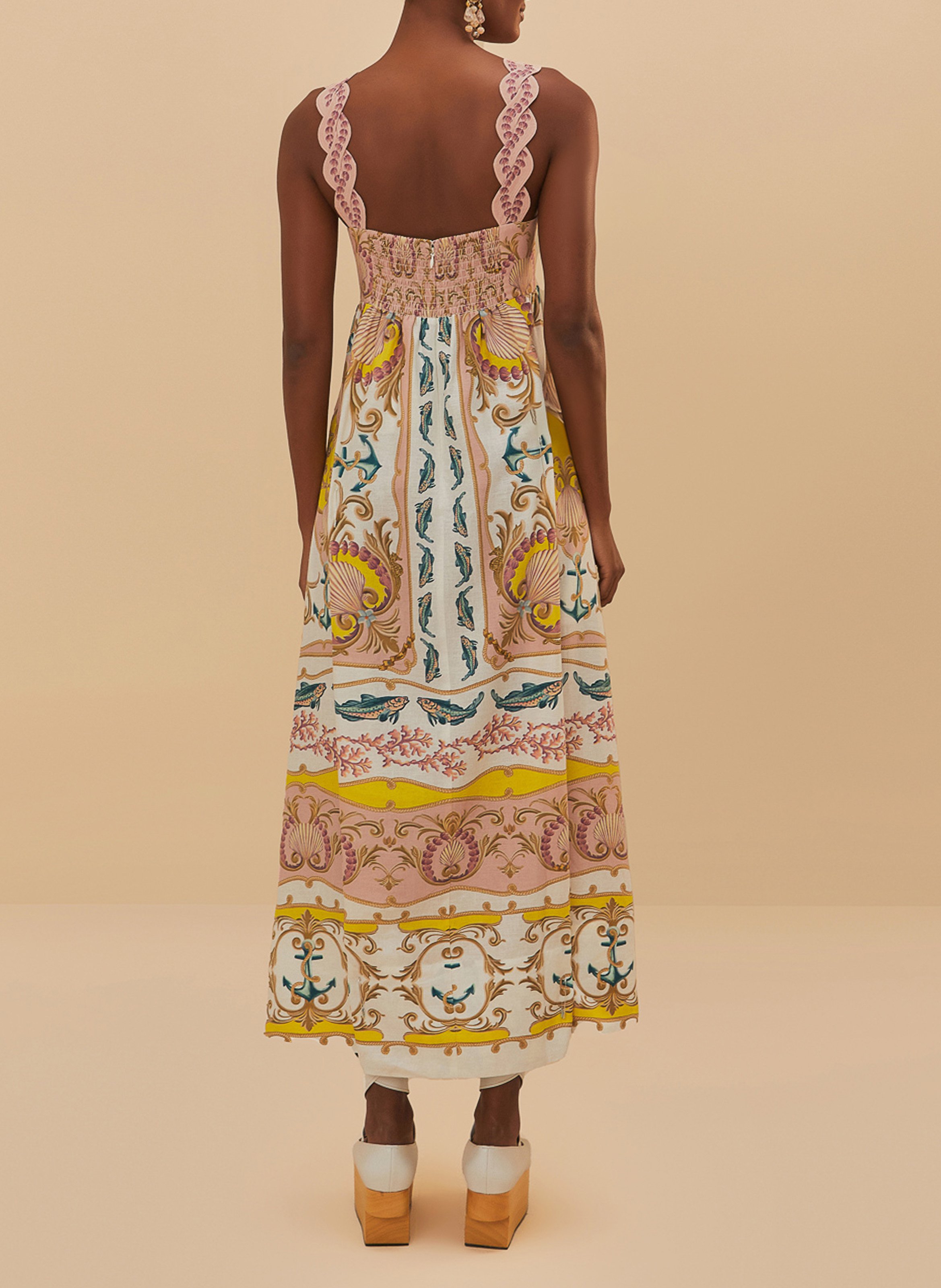 Robe longue en lin mélangé imprimé FARM RIO Multicolore