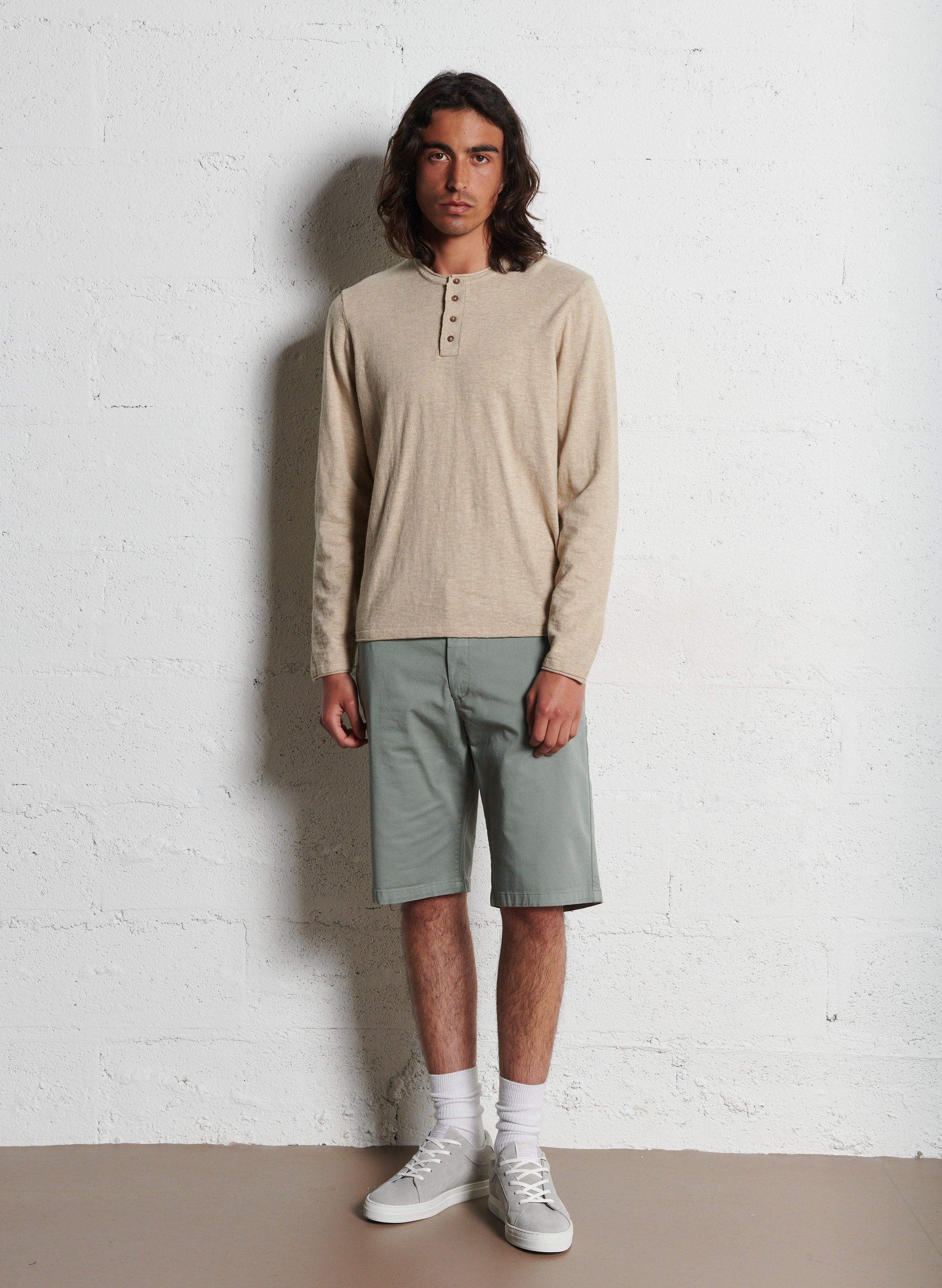 Straight-leg cotton-blend Bermuda shorts IKKS Blue