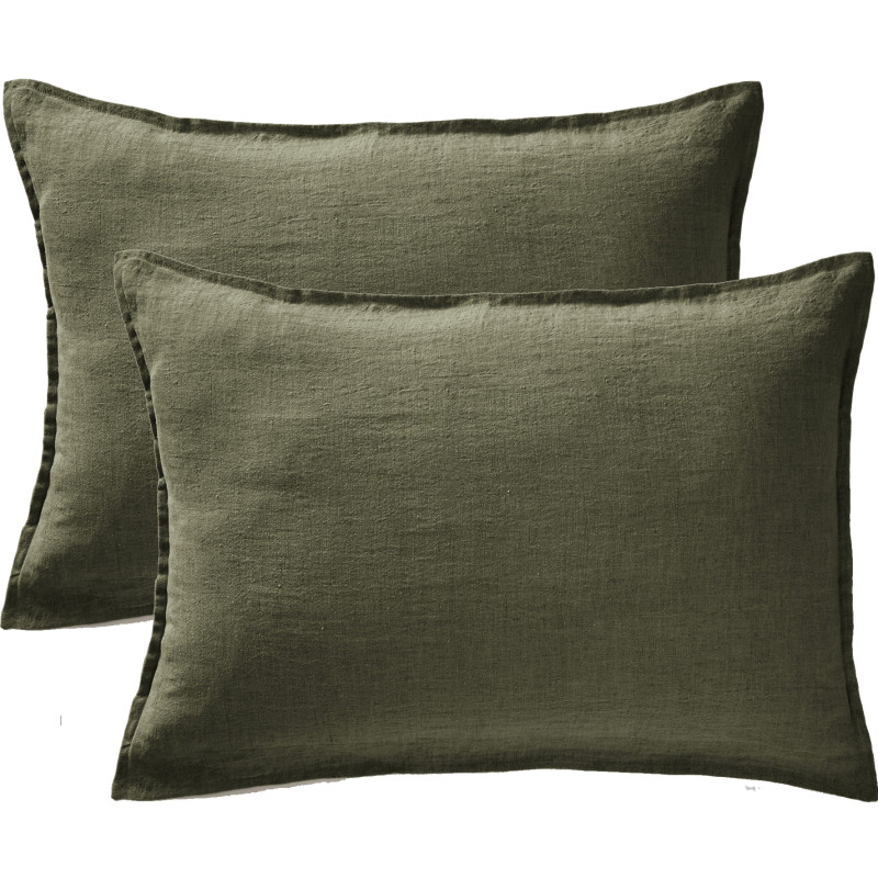 Cotton percale pillow case L'EFFET PAPILLON Green