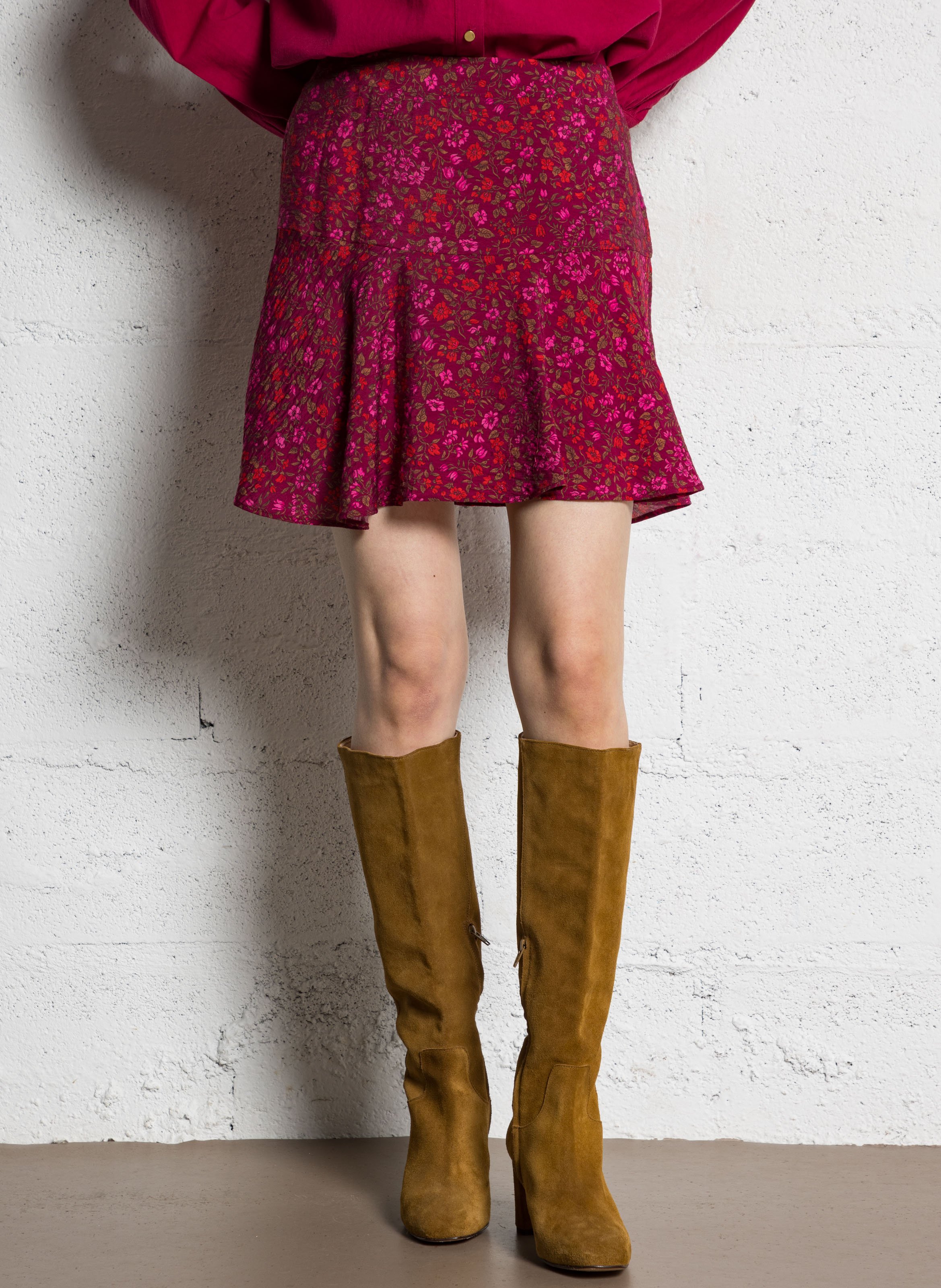 Axiroad printed midi skirt I CODE Pink