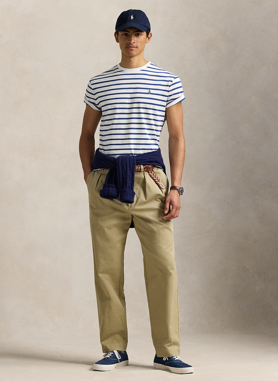 Tee-shirt col rond à rayures POLO RALPH LAUREN Bleu