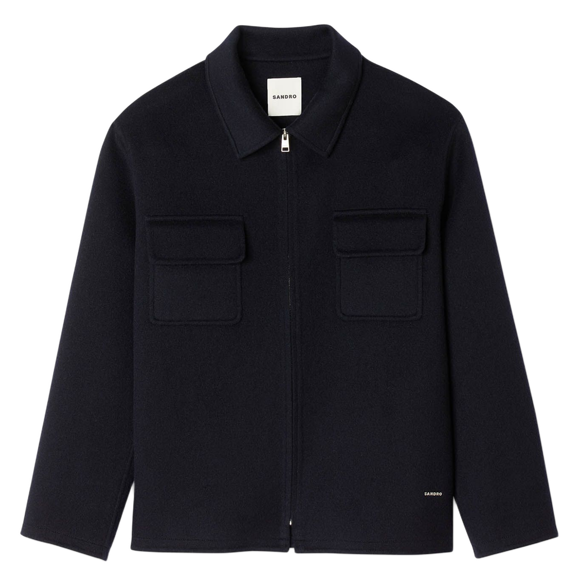 Surchemise d=col classique droite en laine mélangée SANDRO Bleu