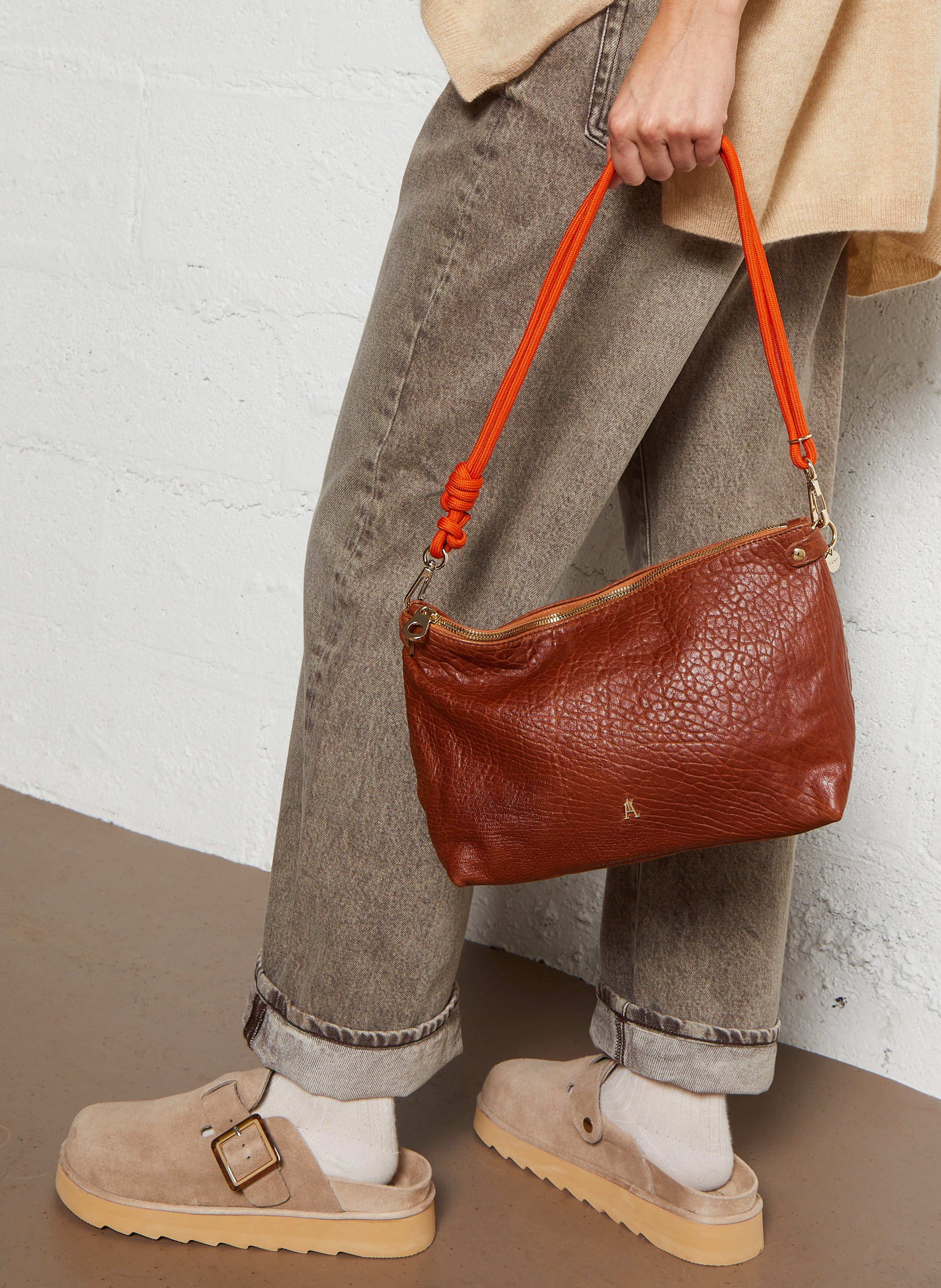 Lambskin leather shoulder bag CRAIE STUDIO Brown