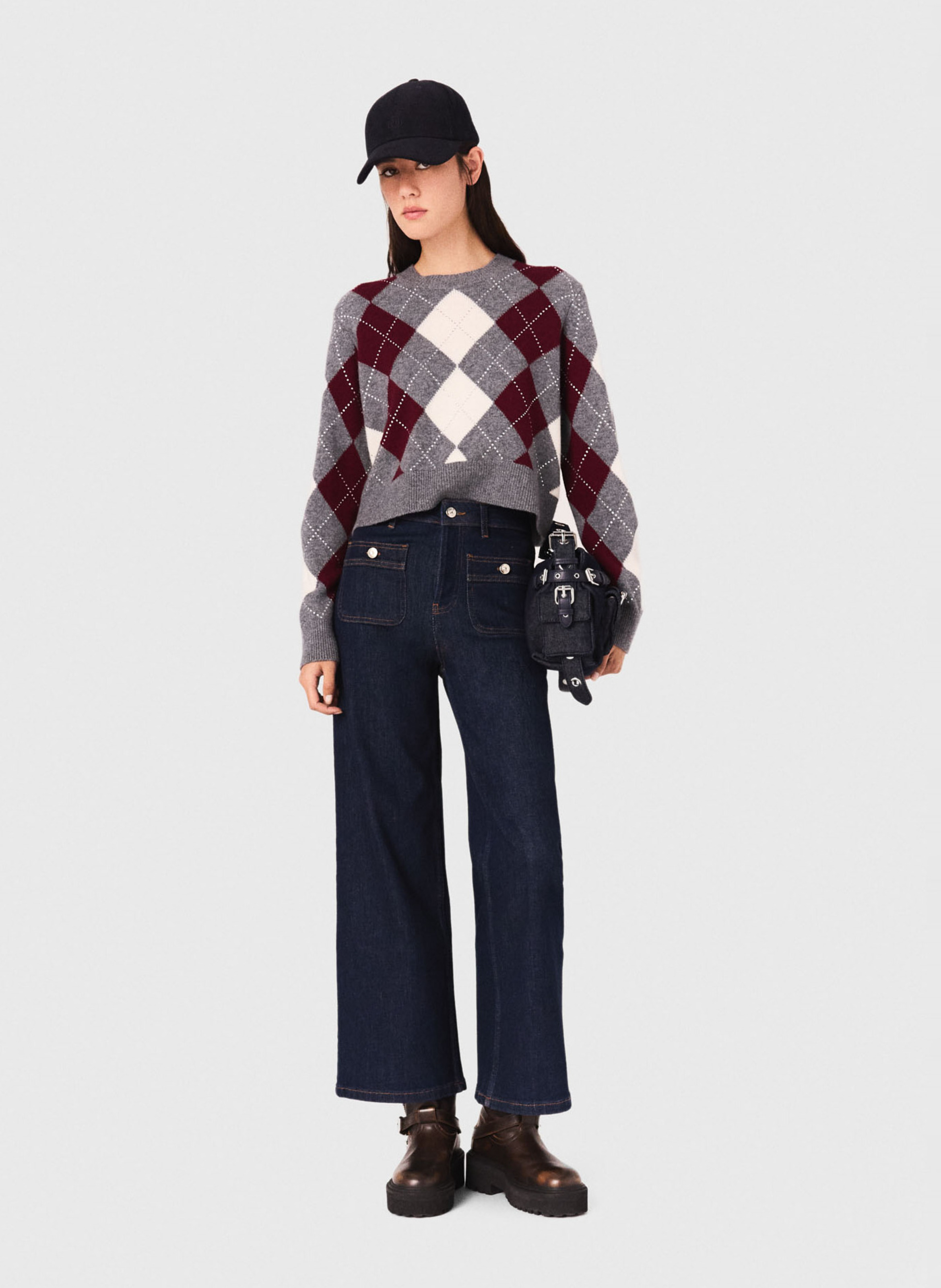 Pull col rond en laine MAJE Gris