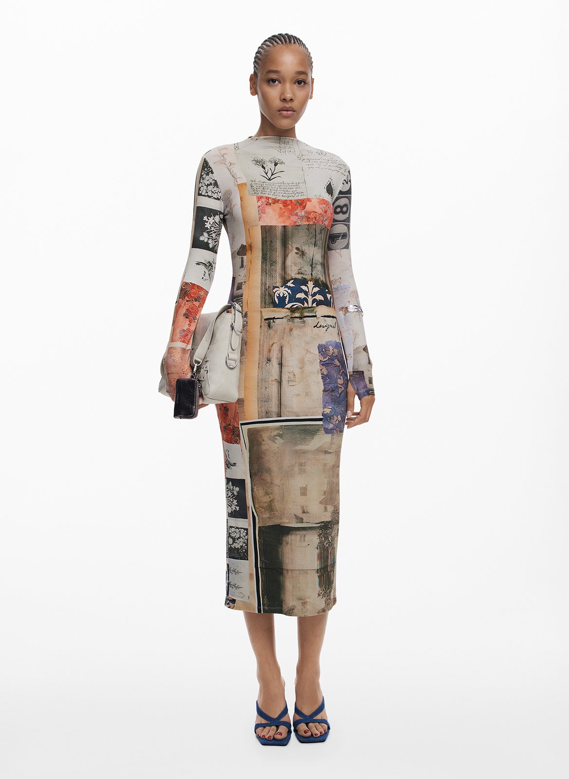 Robe midi col montant imprimée DESIGUAL Multicolore