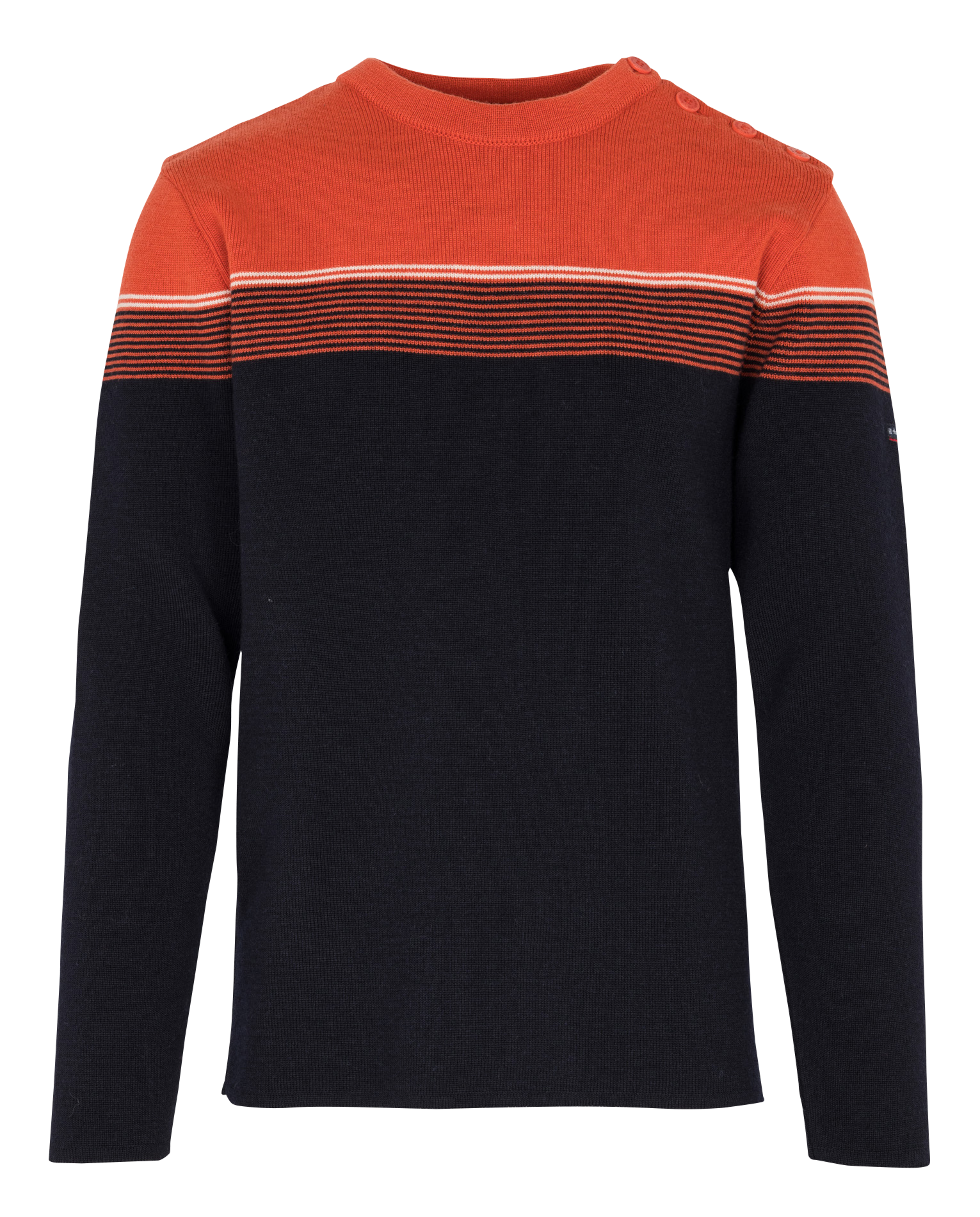 Pull droit col rond rayé en laine ARMOR LUX Bleu