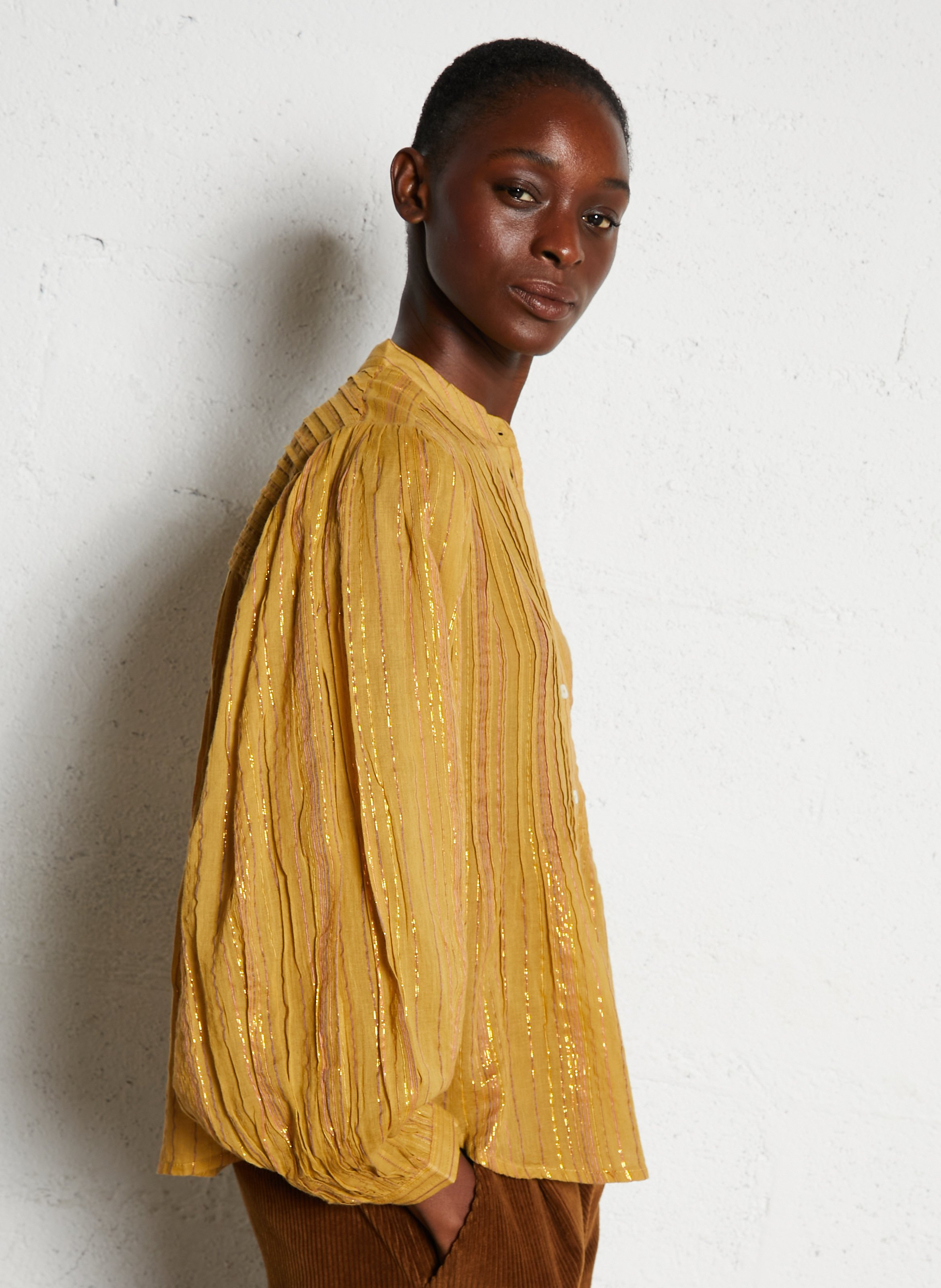 Round-neck striped shirt LEON & HARPER Yellow