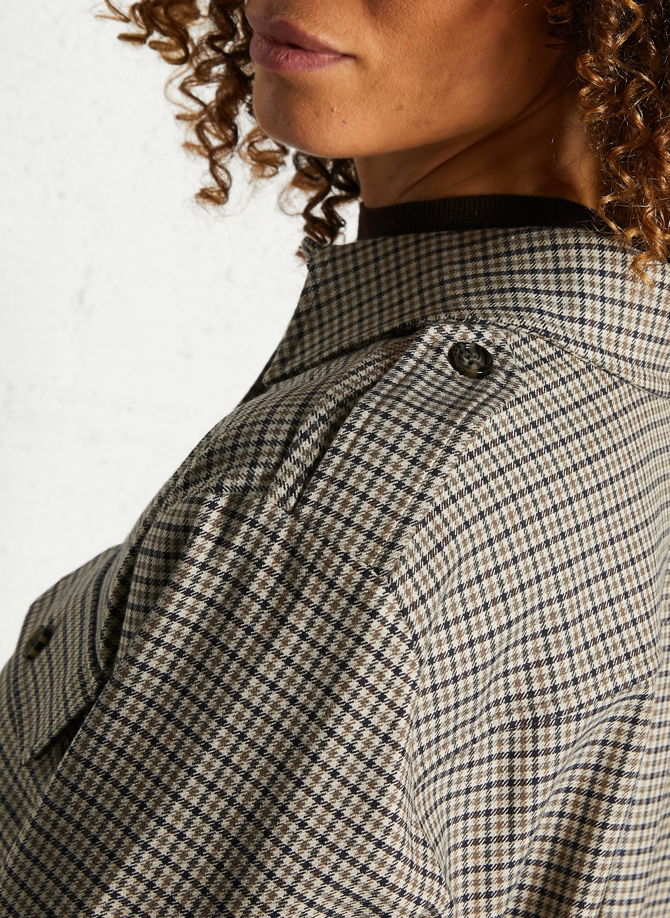 Oversized printed shirt with classic collar PETITE MENDIGOTE Beige