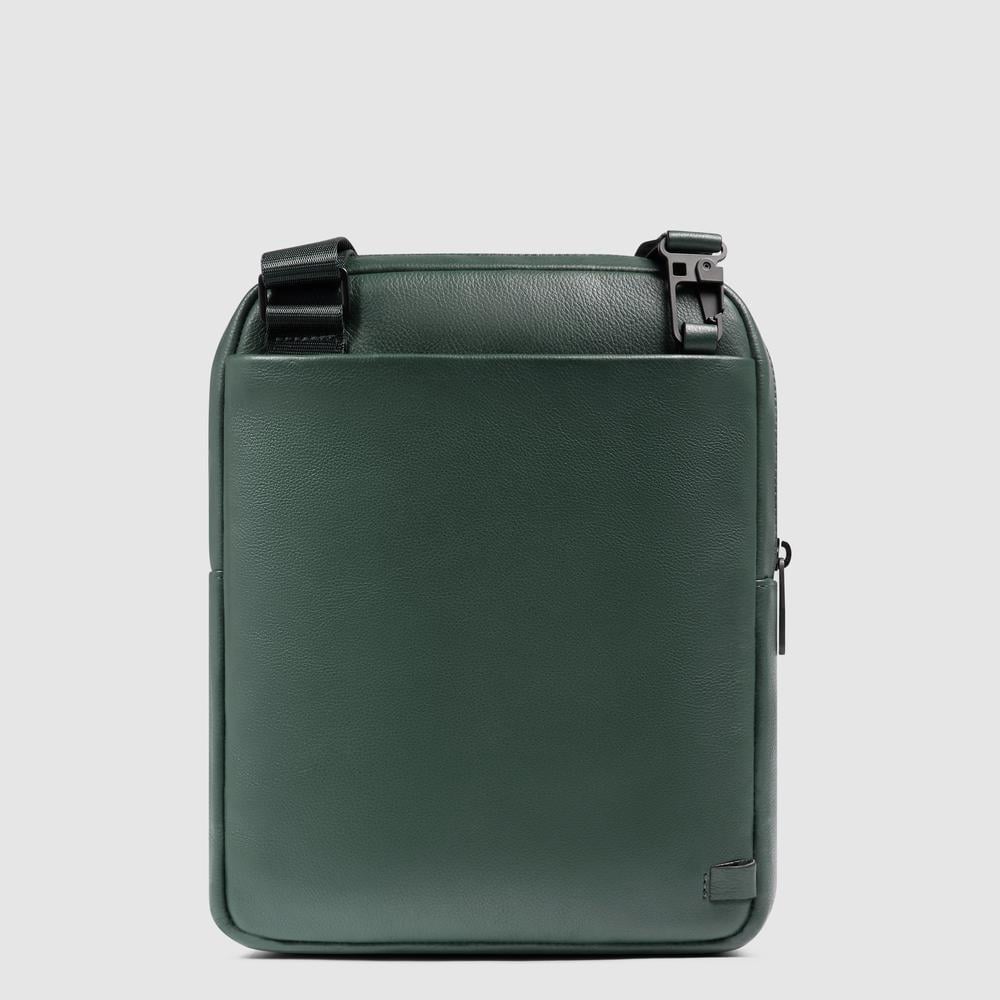 Men's leather crossbody bag for iPad® with RFID protection PIQUADRO Green