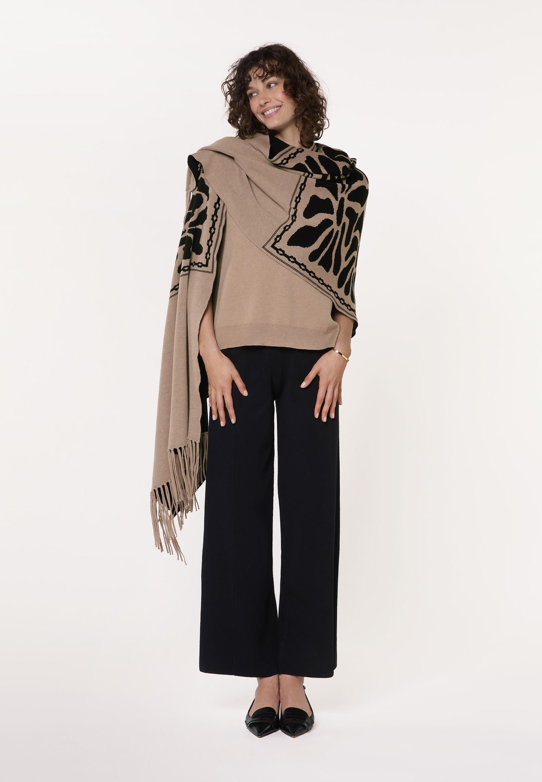 Jacquard knit stole RODIER Brown