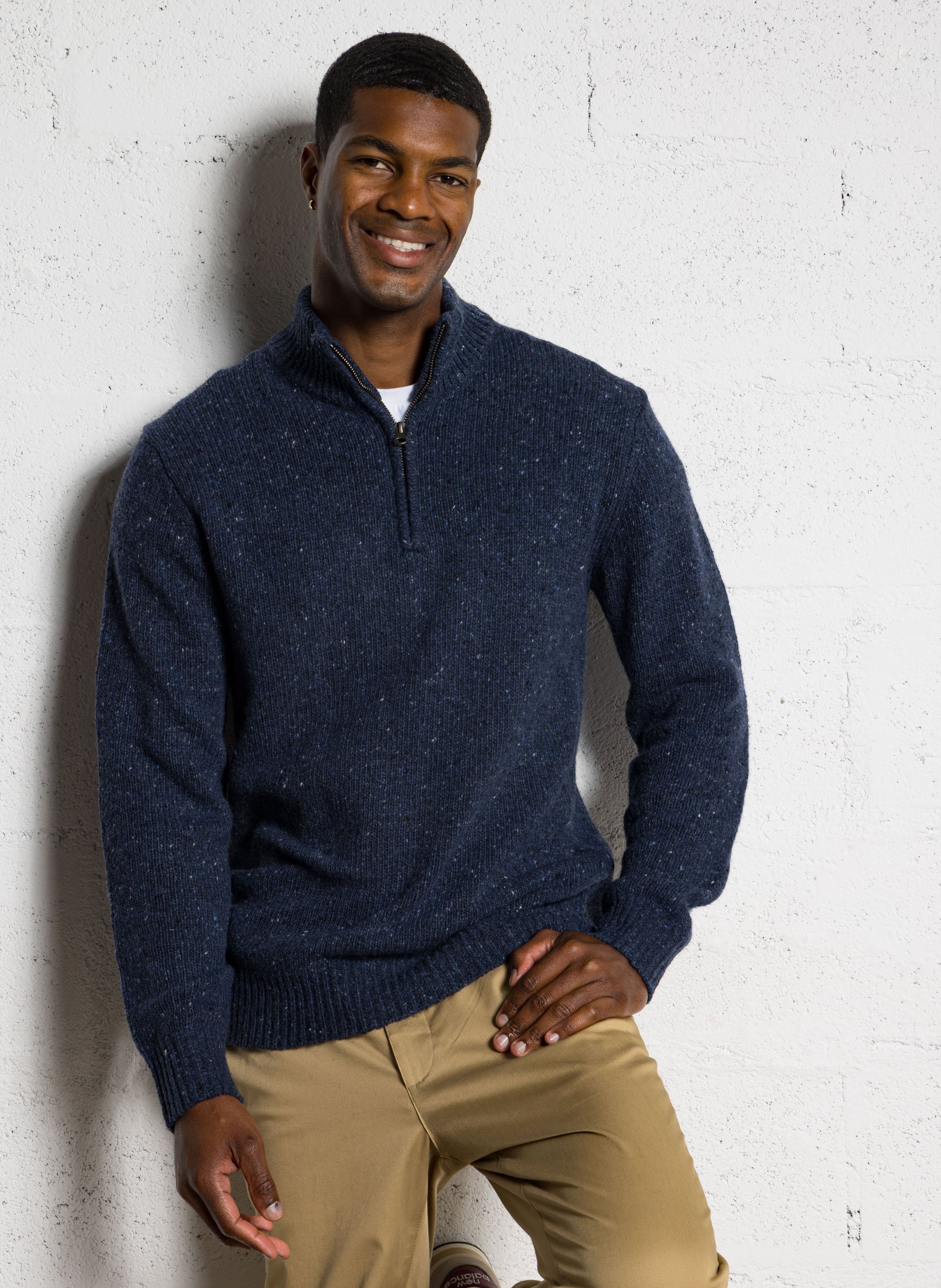 Pull droit col montant en laine mélangée HARTFORD