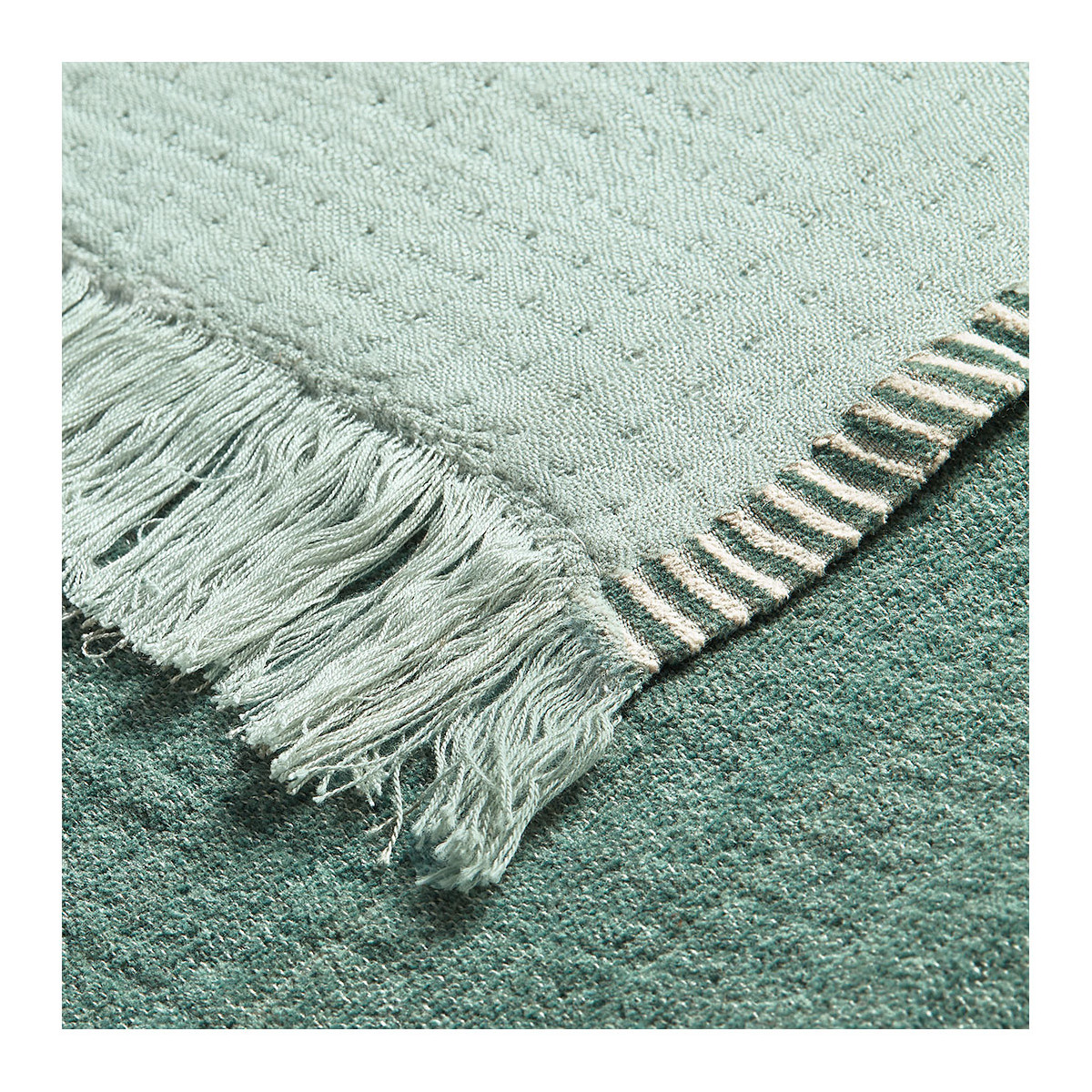 Plaid siméon en coton et fibres de bambou - 130 x 170 cm - céladon BLANC D'IVOIRE Vert