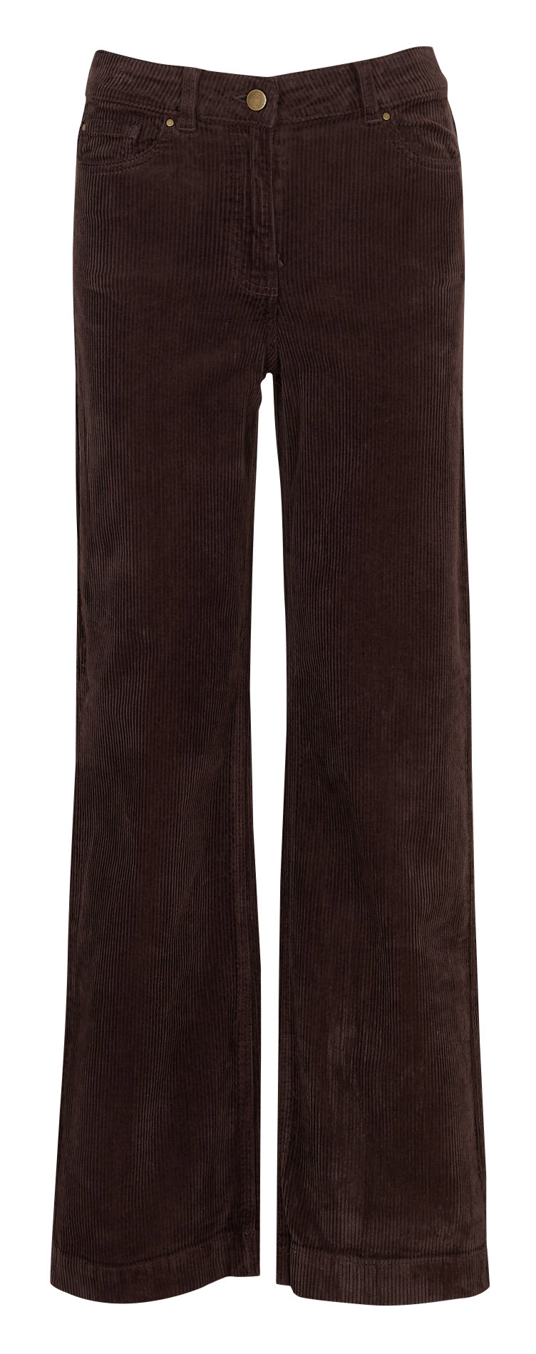 Pantalon droit en velours côtelé Marron