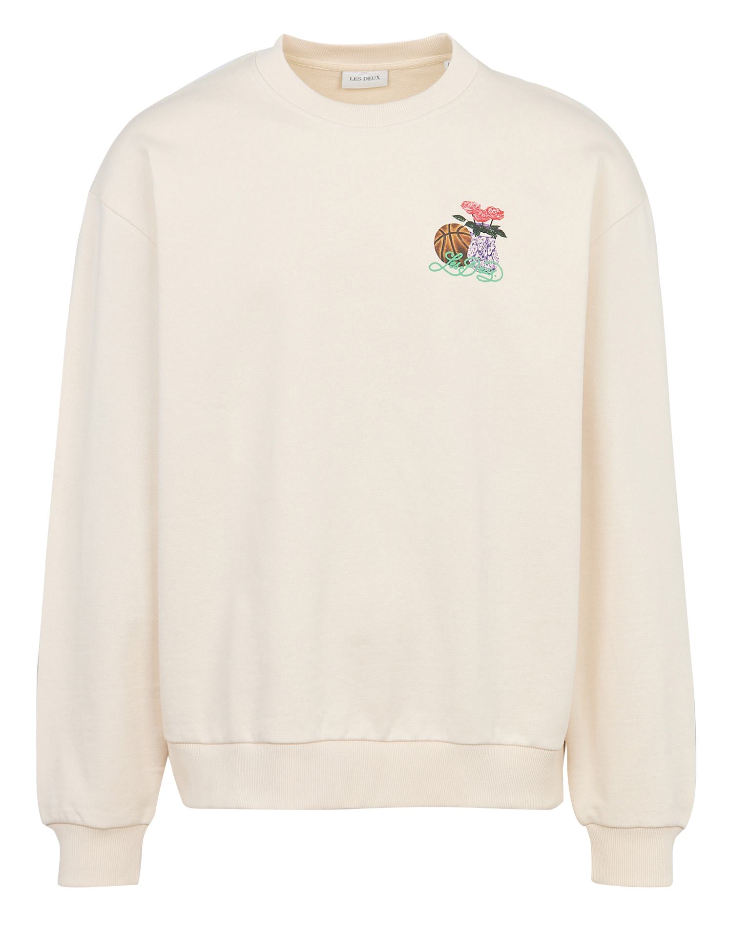 Straight round neck sweatshirt screen printed in organic cotton LES DEUX Beige