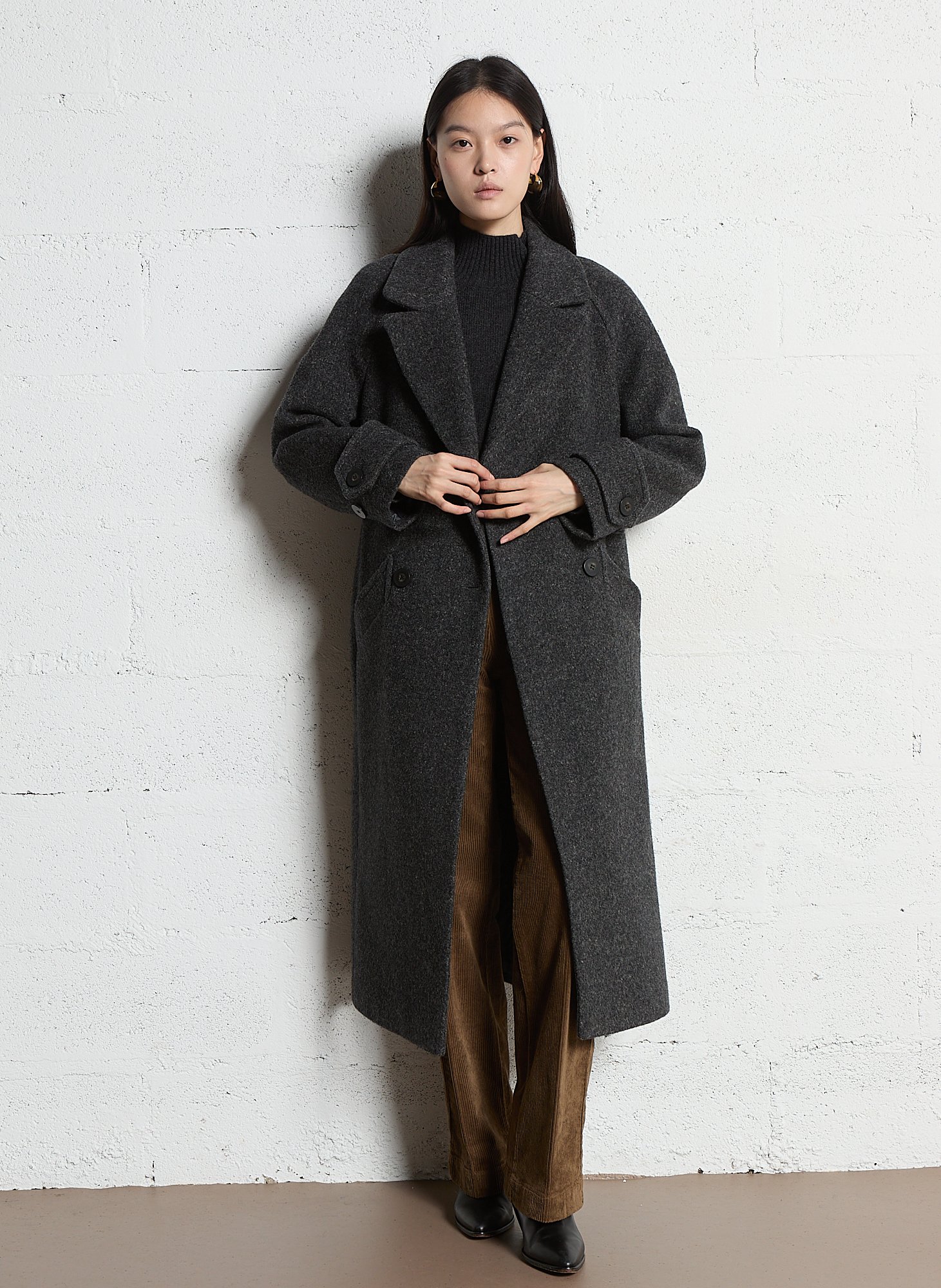 Oversized wool-blend coat with tailored collar MAISON 123 Grey