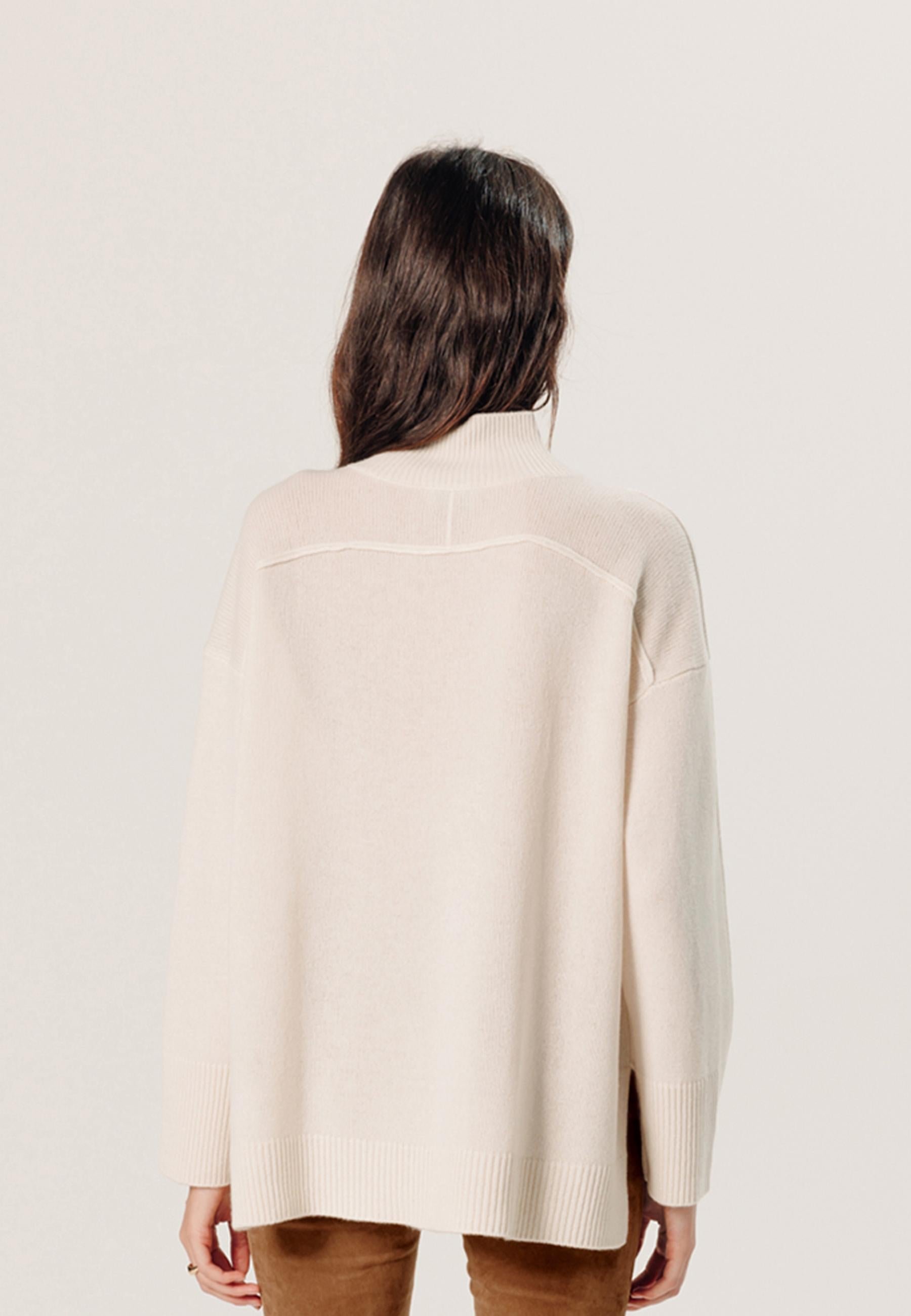 Oversized high-neck cashmere sweater RODIER White