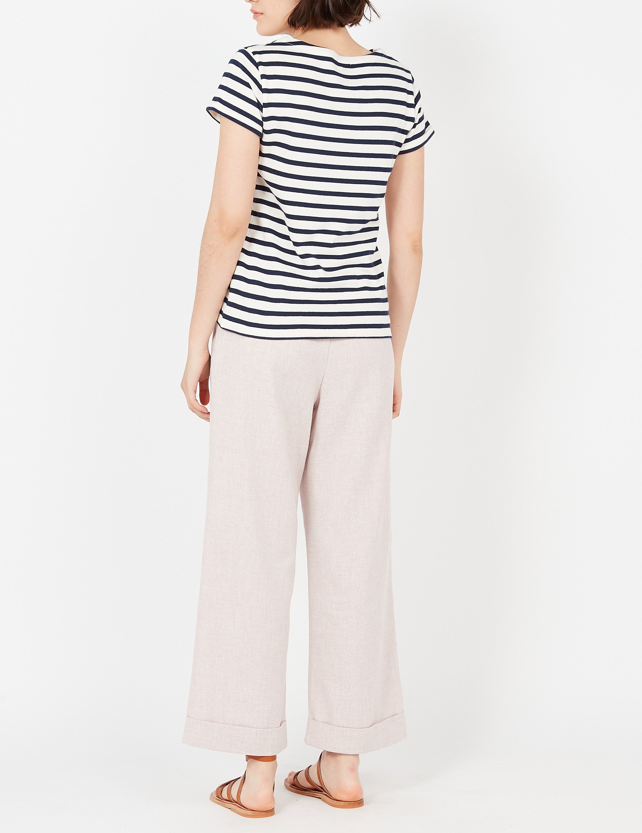 Tee-shirt col rond rayé en coton  MAISON LABICHE Blanc