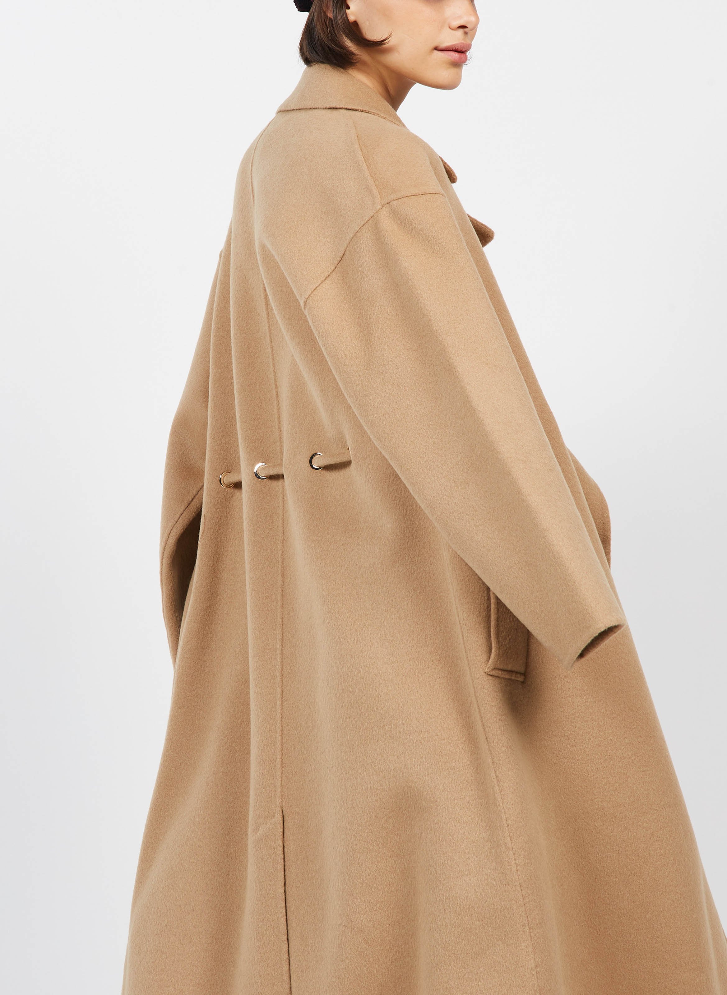 Long coat with asymmetric collar BA&amp;SH Brown