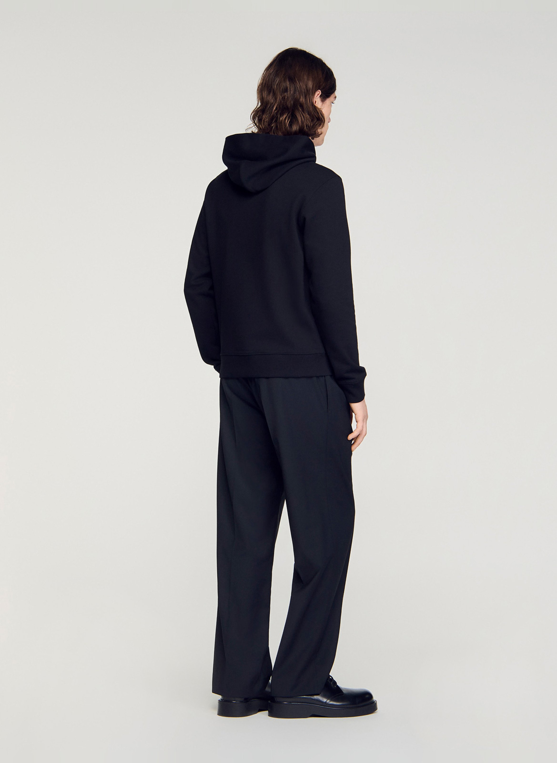 Sweat à capuche en coton SANDRO Noir