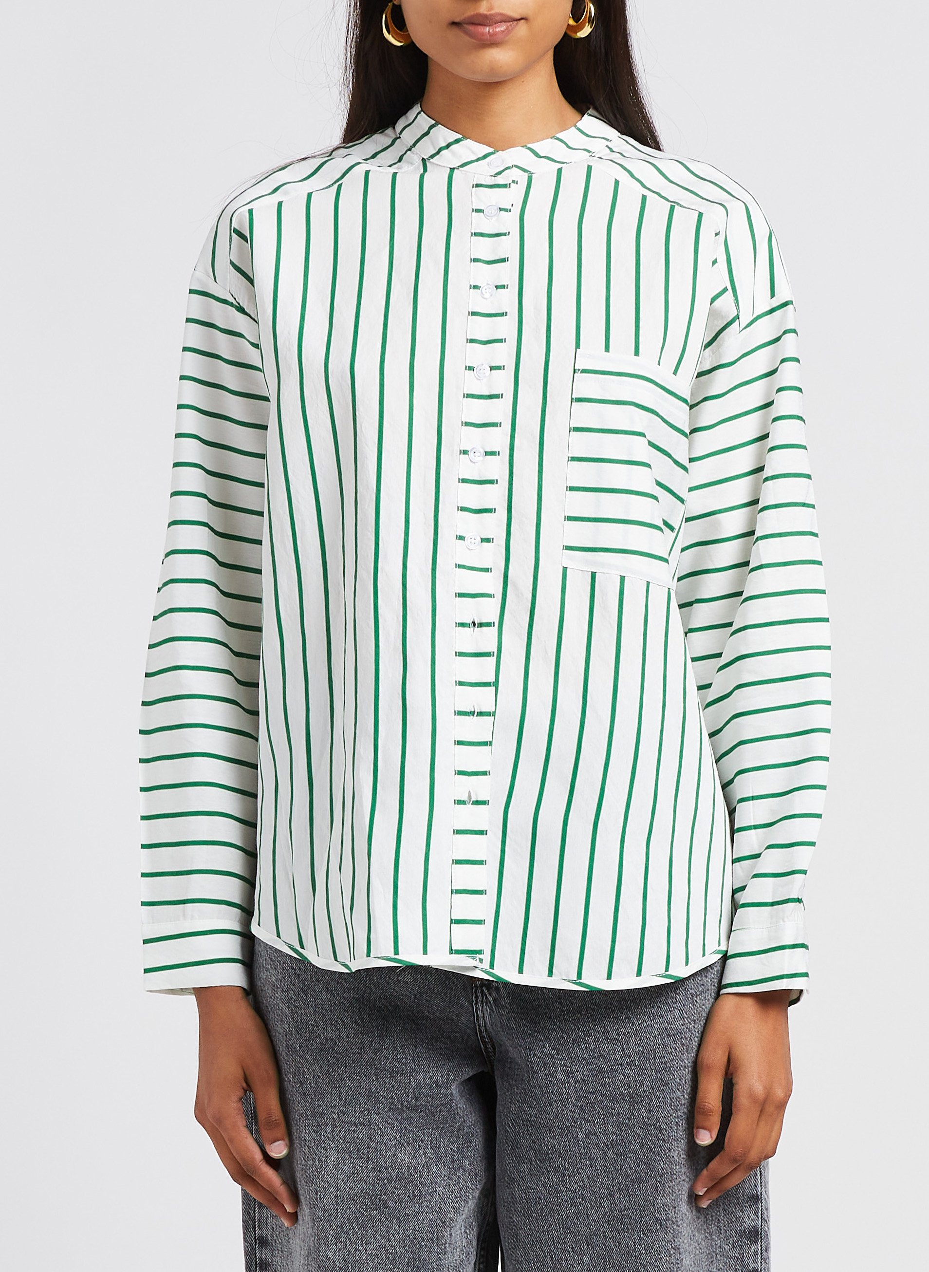 Weite Bluse mit Mao-Kragen INDEE Gestreift