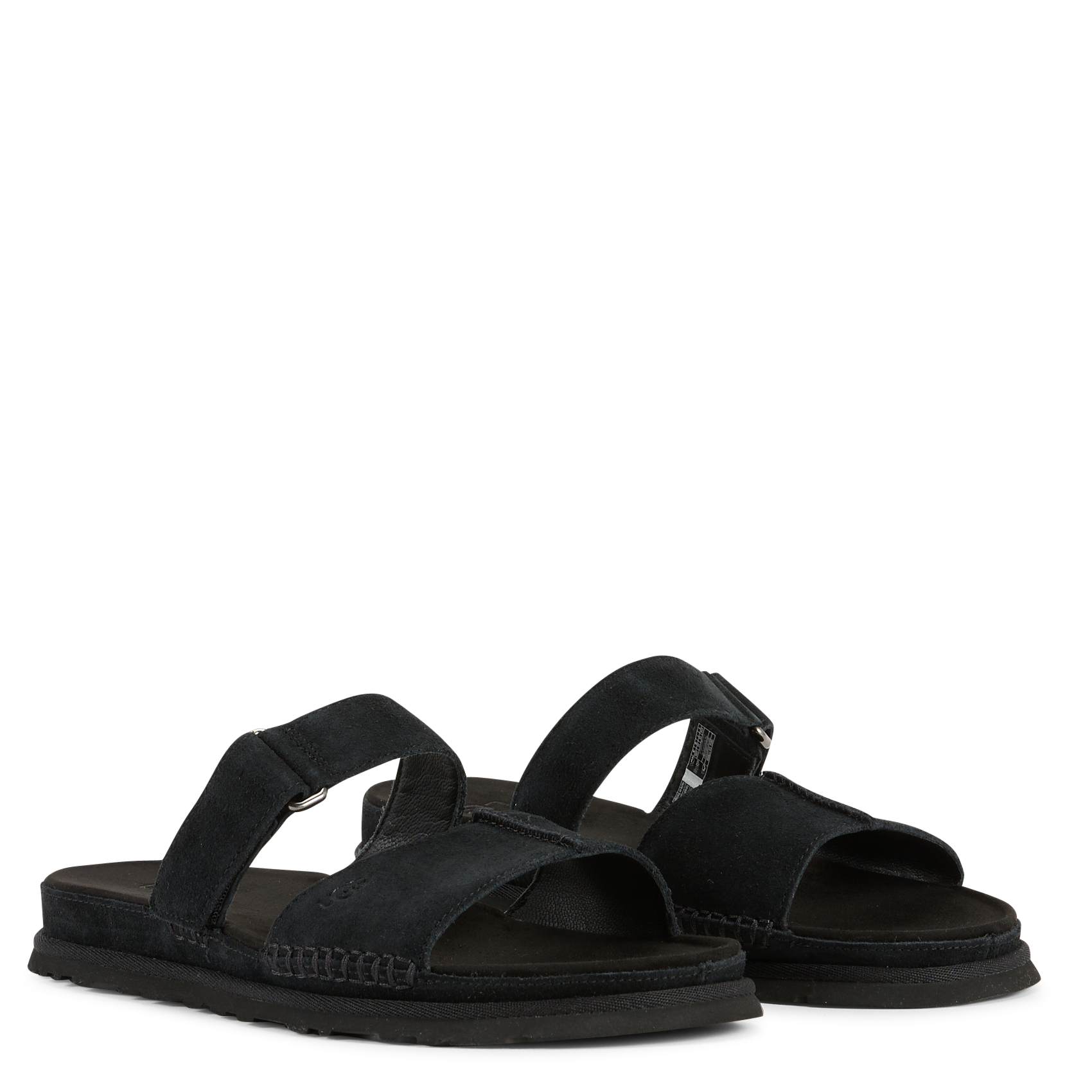 Flache Sandalen mit Klettverschluss aus Wildleder UGG Schwarz