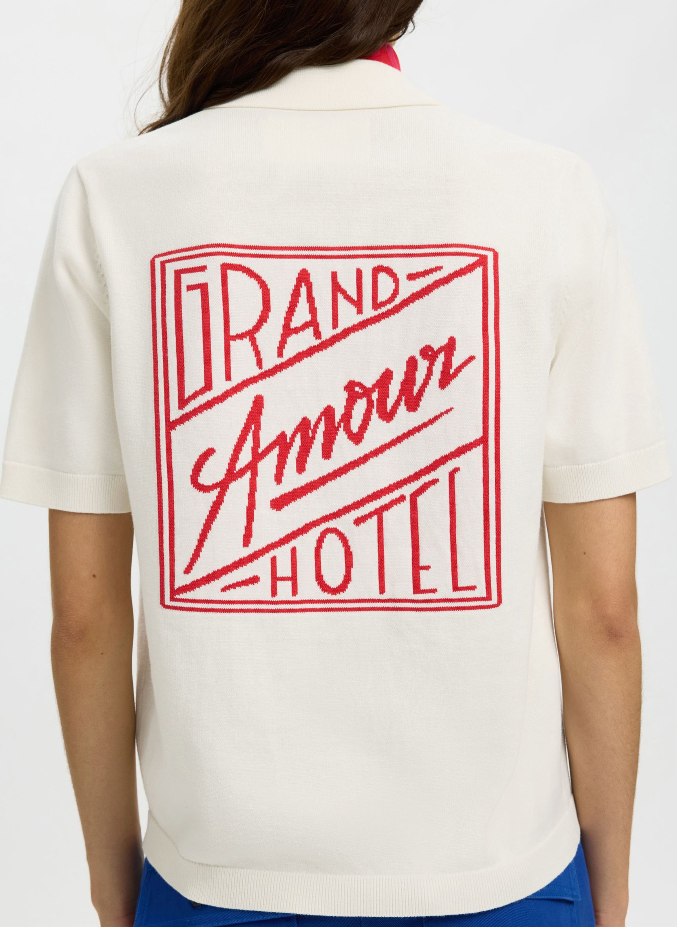 Printed organic cotton shirt SELECTED Beige