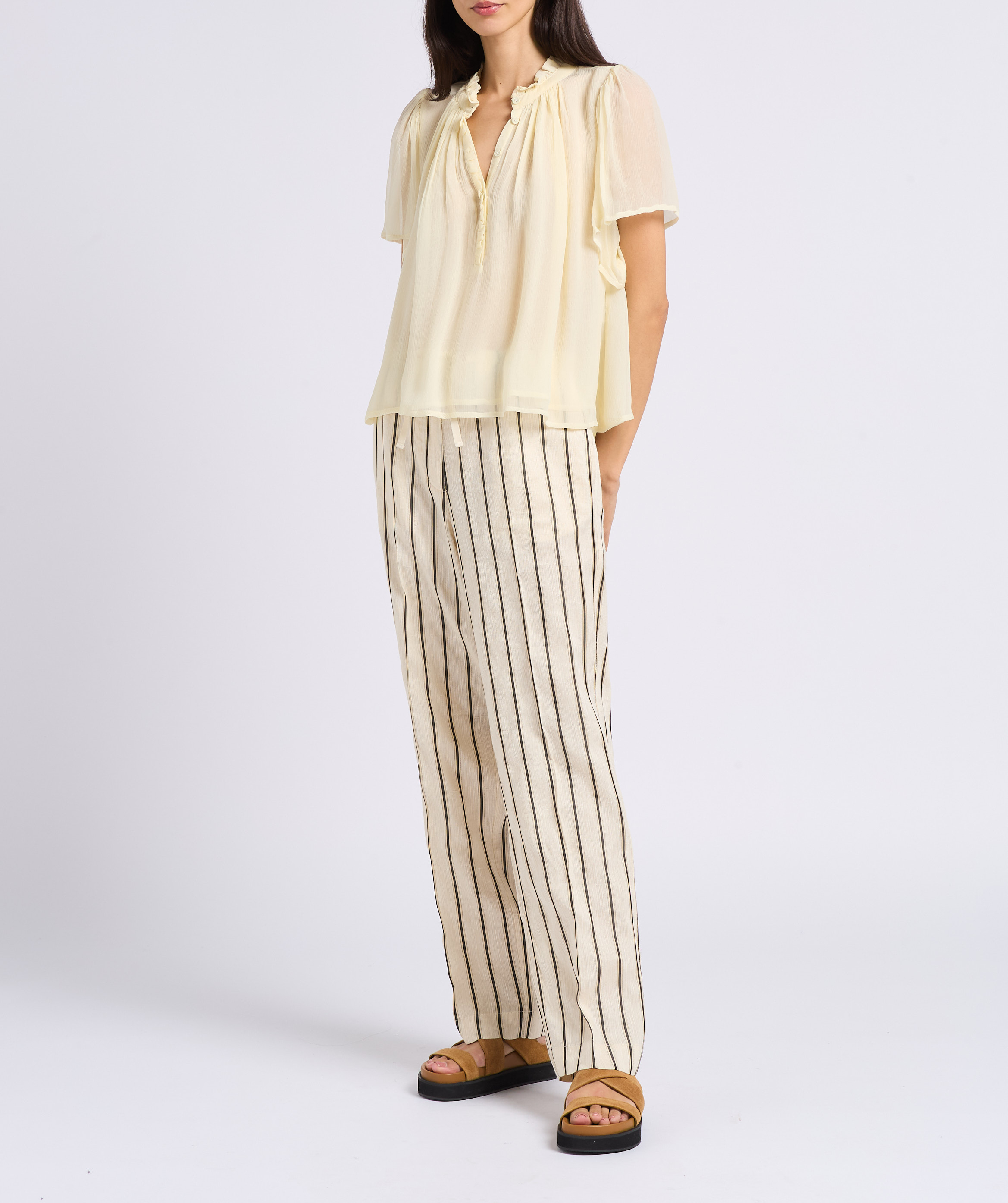 Gerade geschnittene Taillenhose POMANDERE Weiss