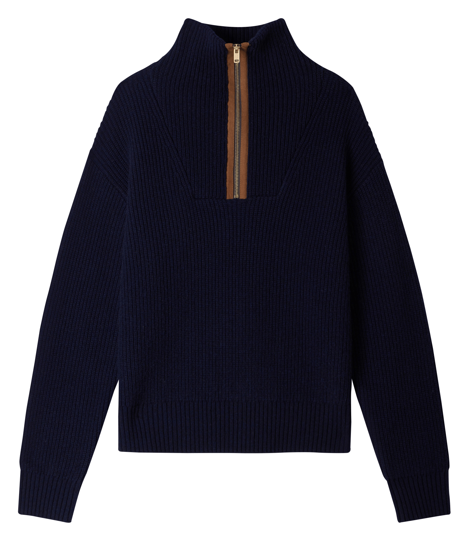 Zipped-neck wool-mix sweater SANDRO Blue