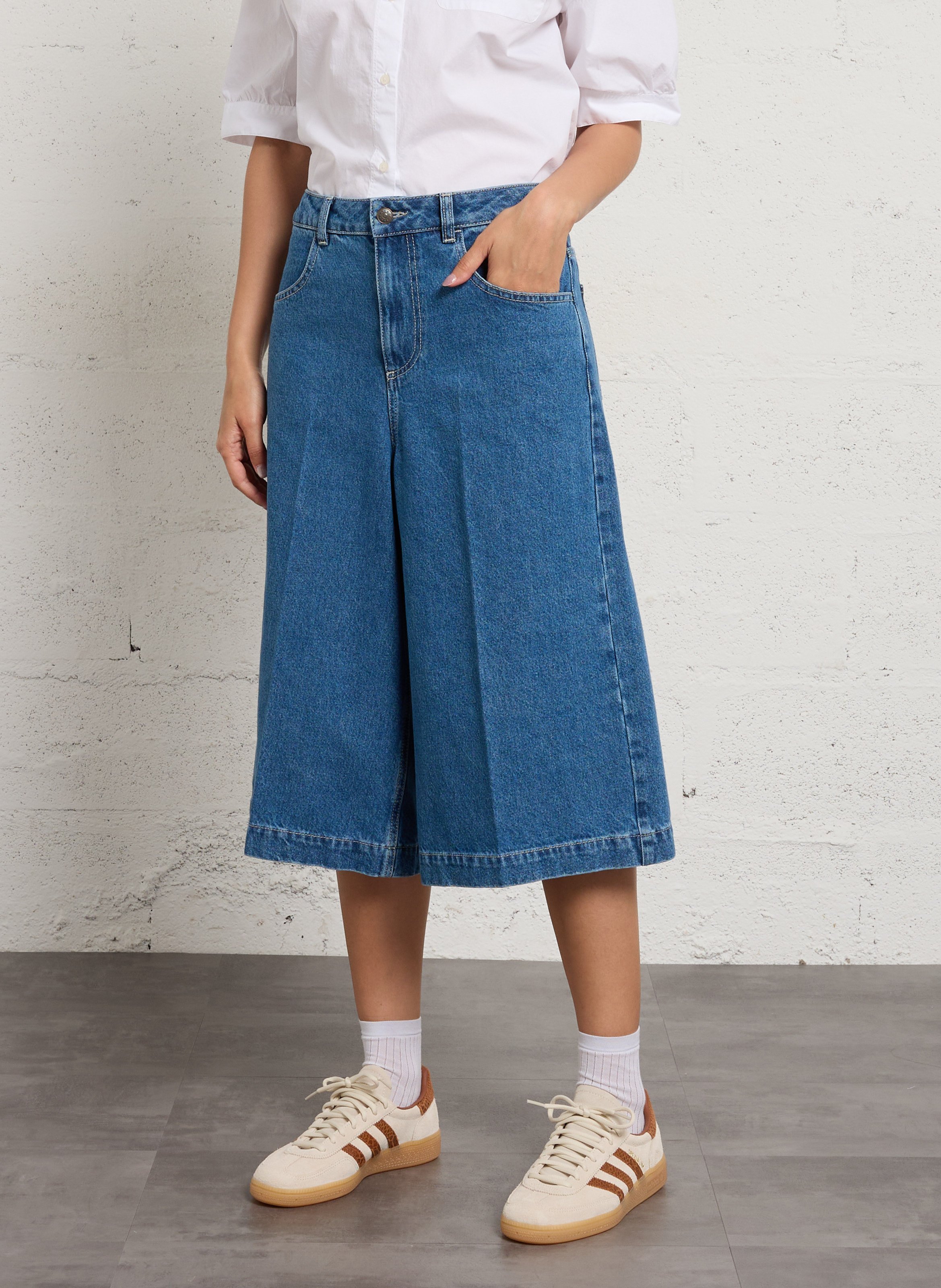 Wide-leg denim shorts BENSIMON Blue
