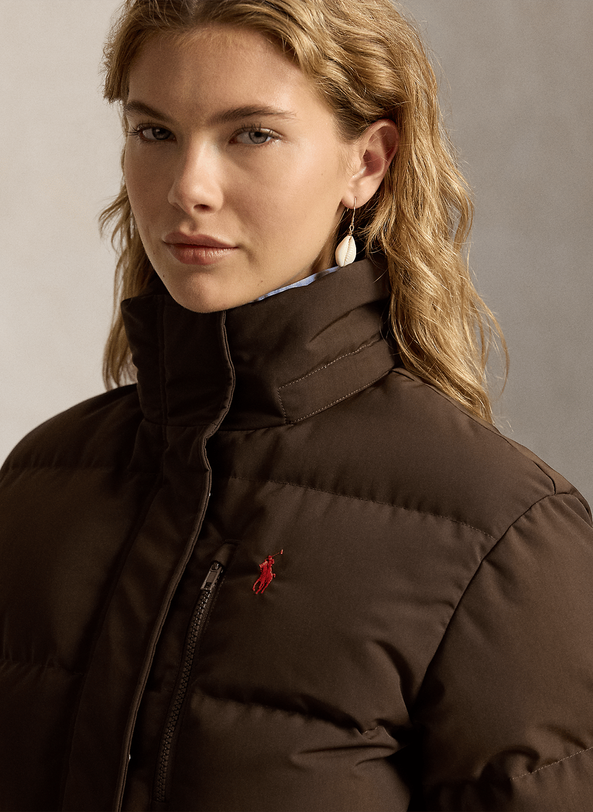 Straight padded jacket with hood POLO RALPH LAUREN Brown