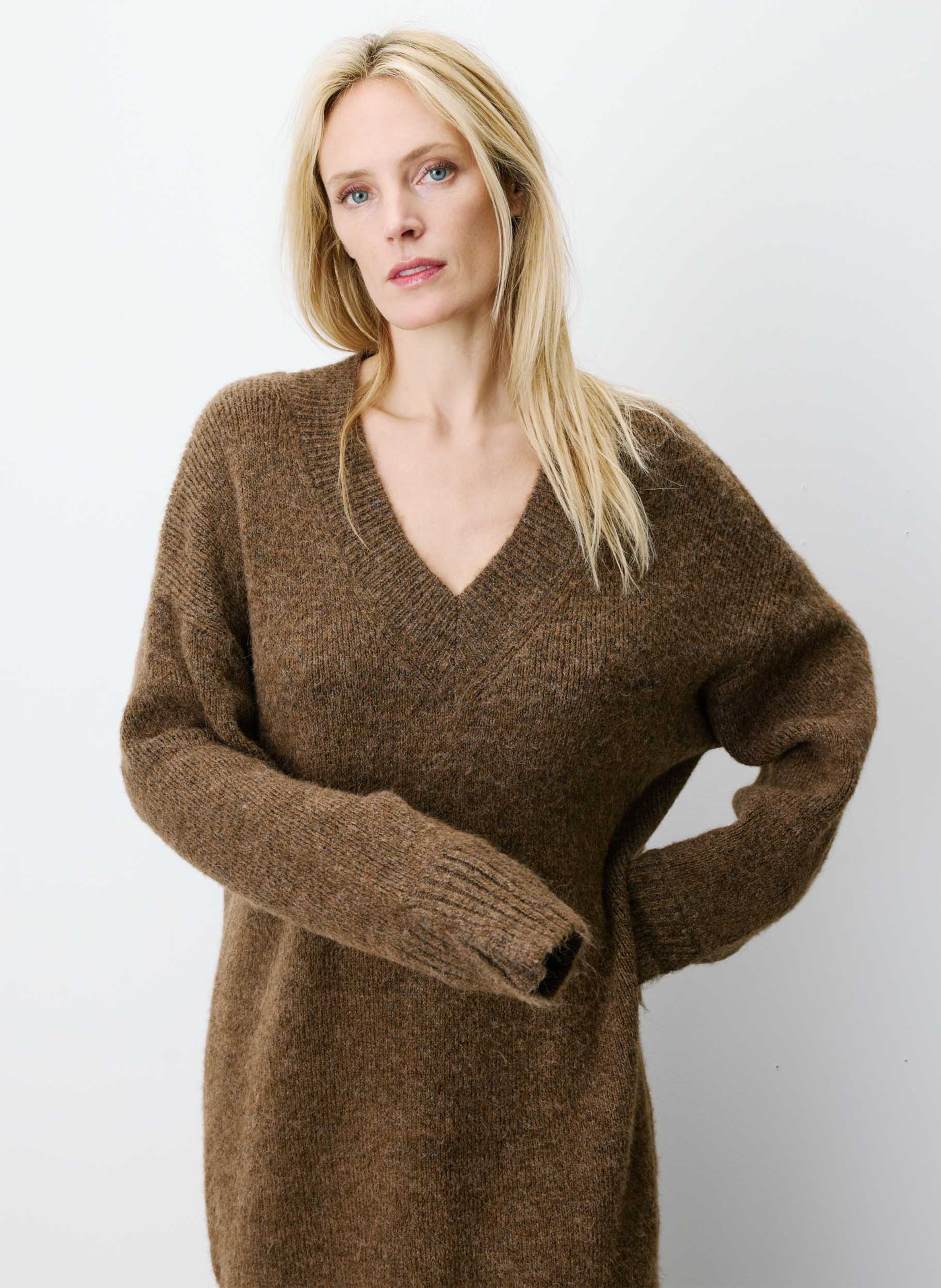 Short oversized knit dress GRACE ET MILA Brown
