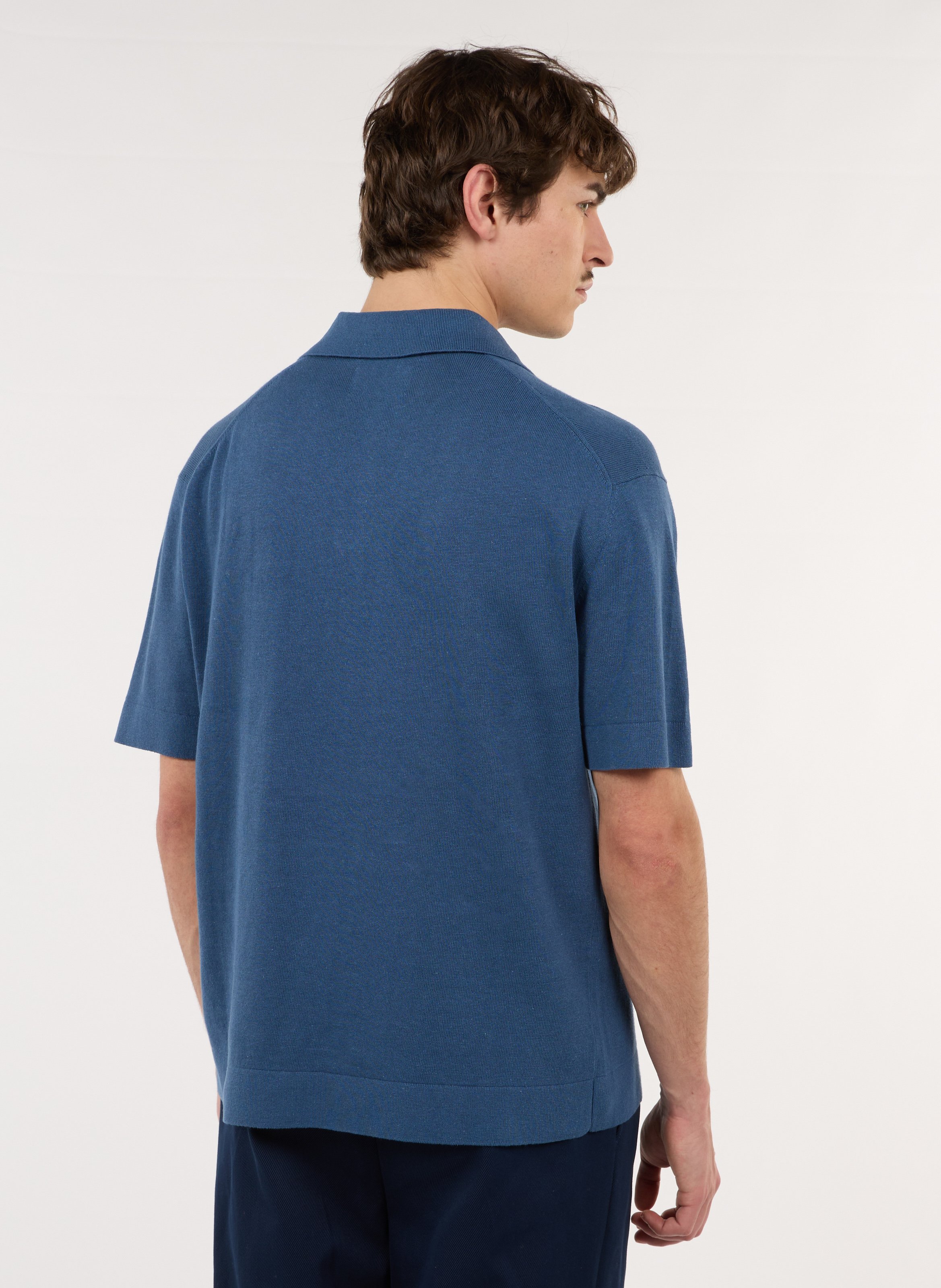 Gerader Polo aus Baumwolle und Leinenmischung SAISON 1865 Blau