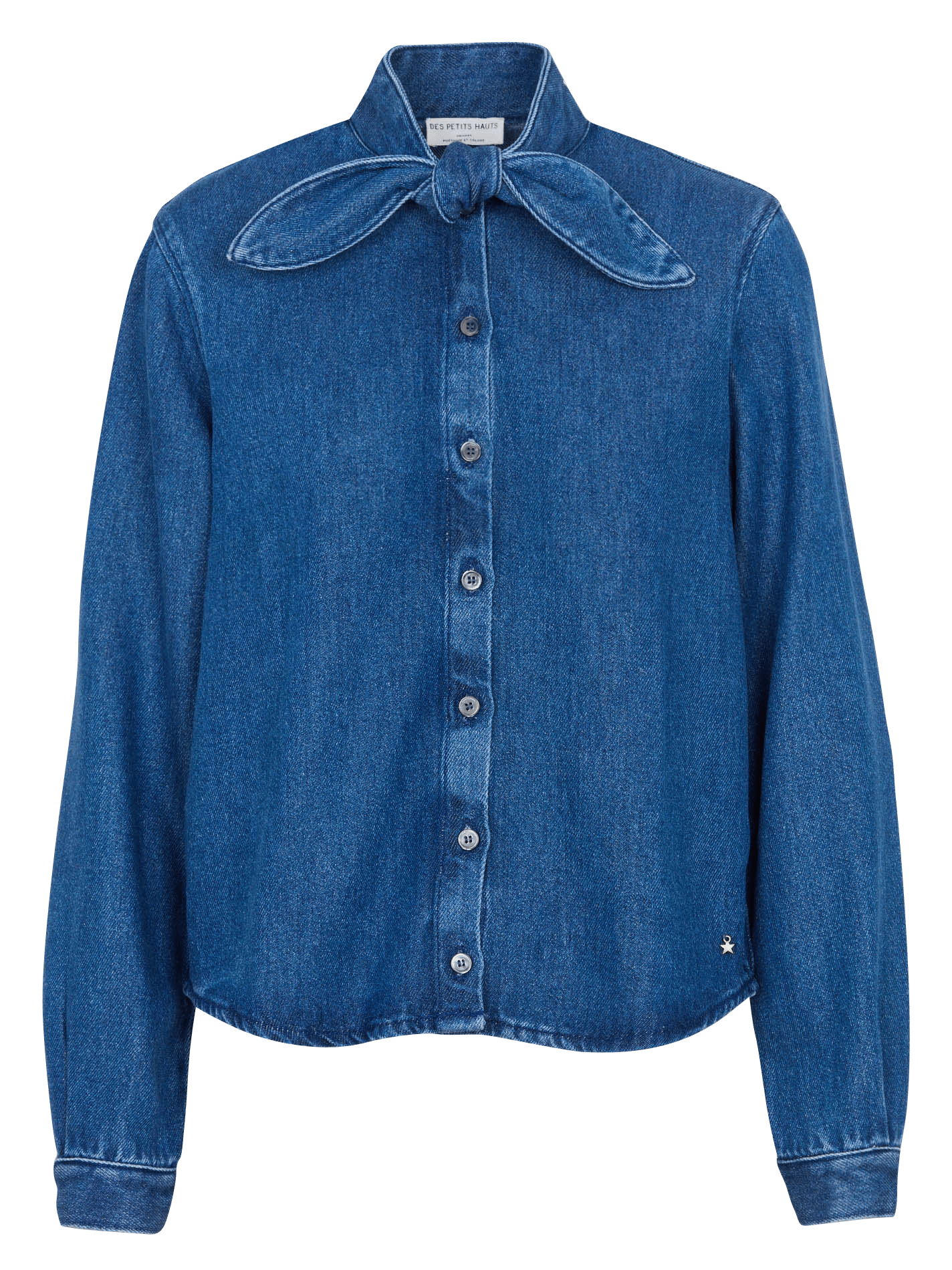 Rechte blouse met opstaande kraag DES PETITS HAUTS Blauw