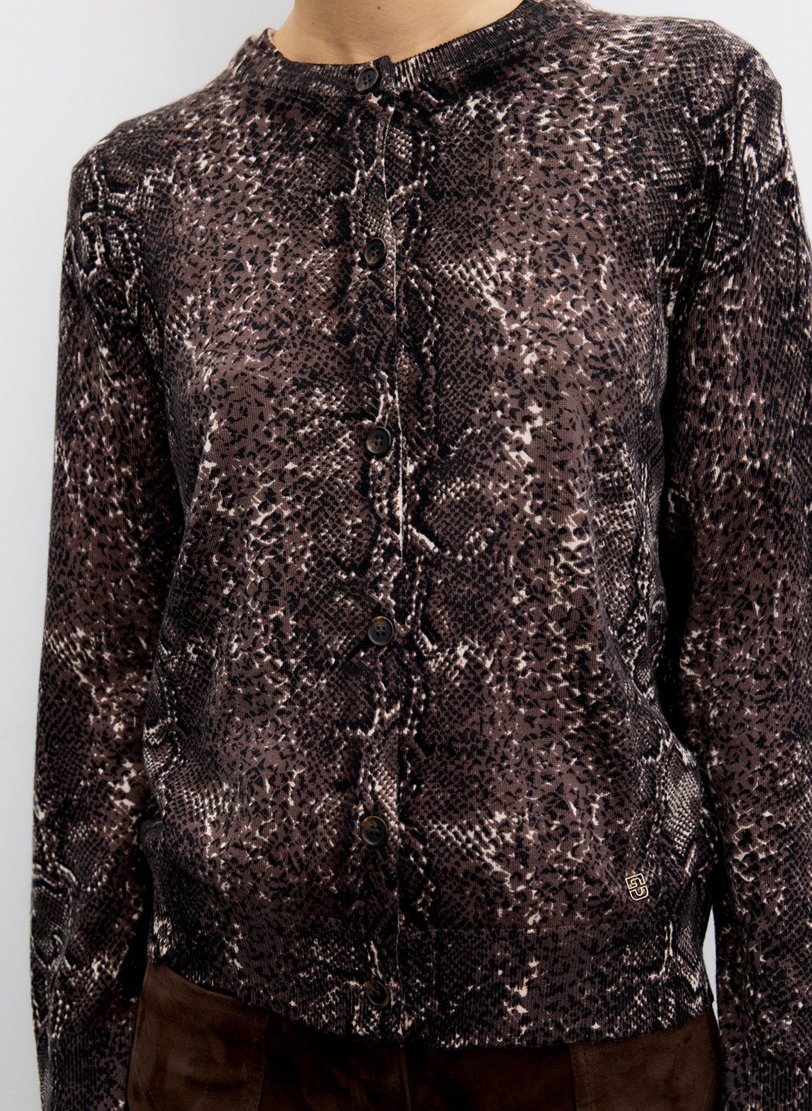 Wollen vest met pythonprint GERARD DAREL Bruin