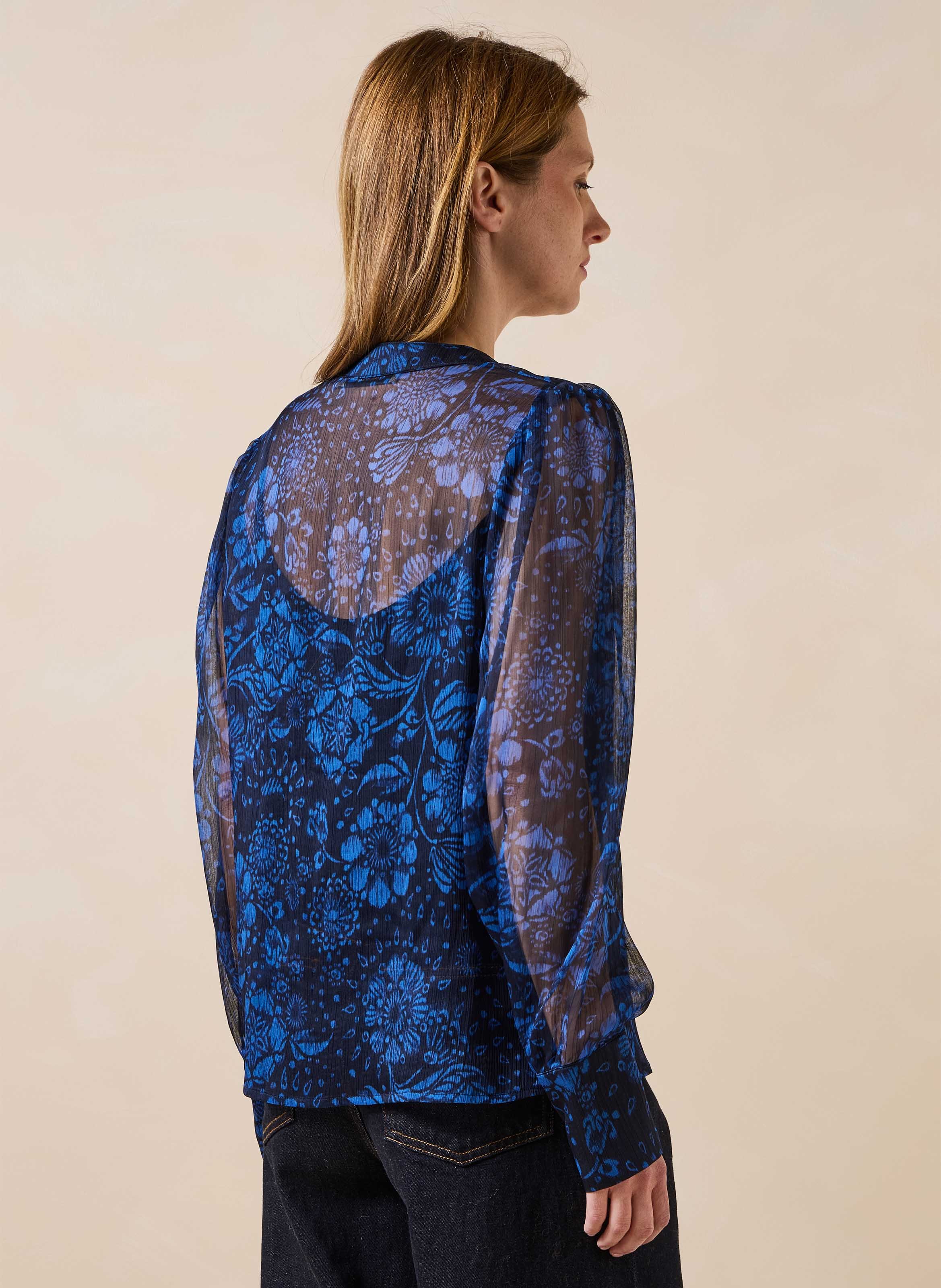 Flowy Floral Top LA FEE MARABOUTEE Blue